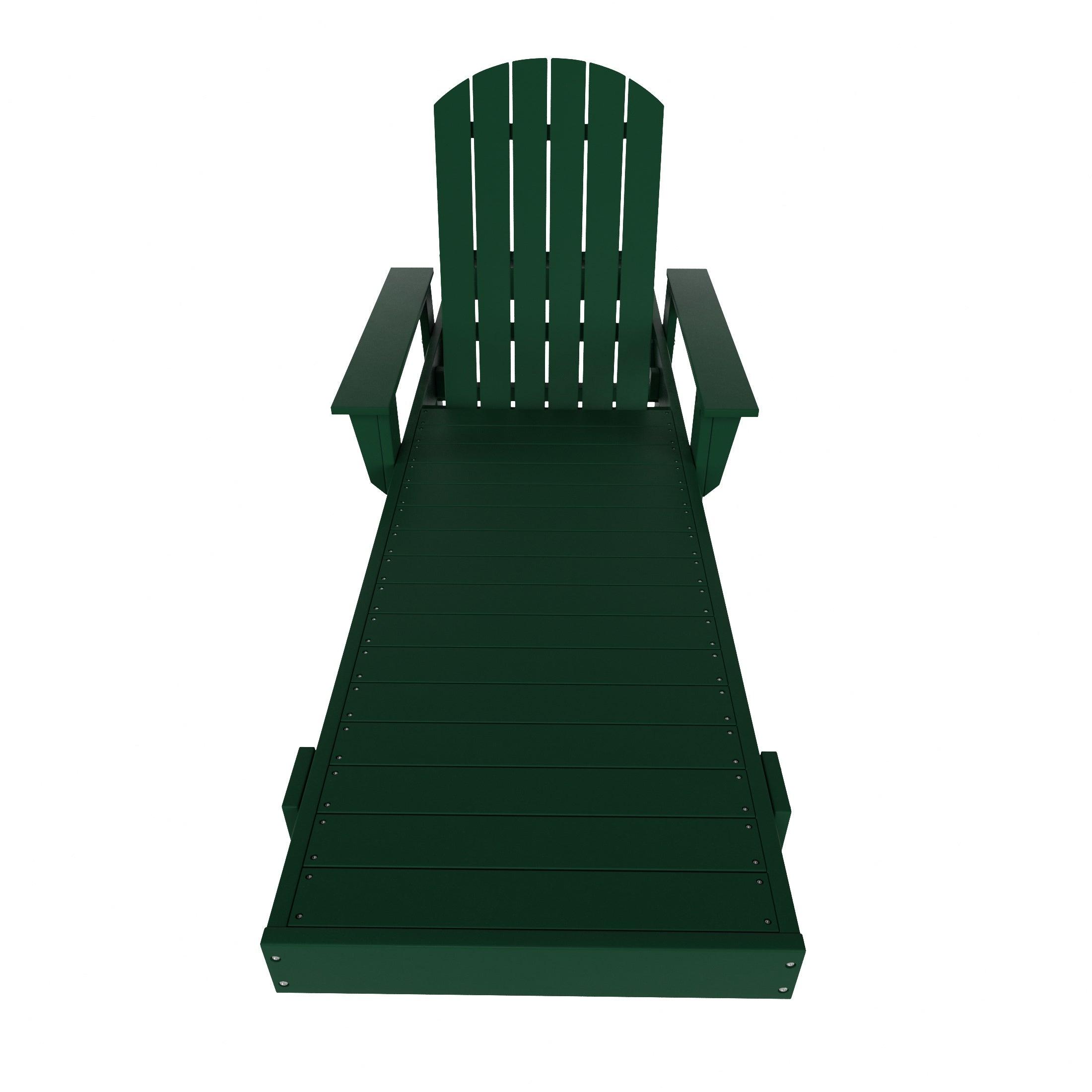 Portside Outdoor Wheeled Classic Poly Adirondack Chaise Lounge with Arms - Costaelm
