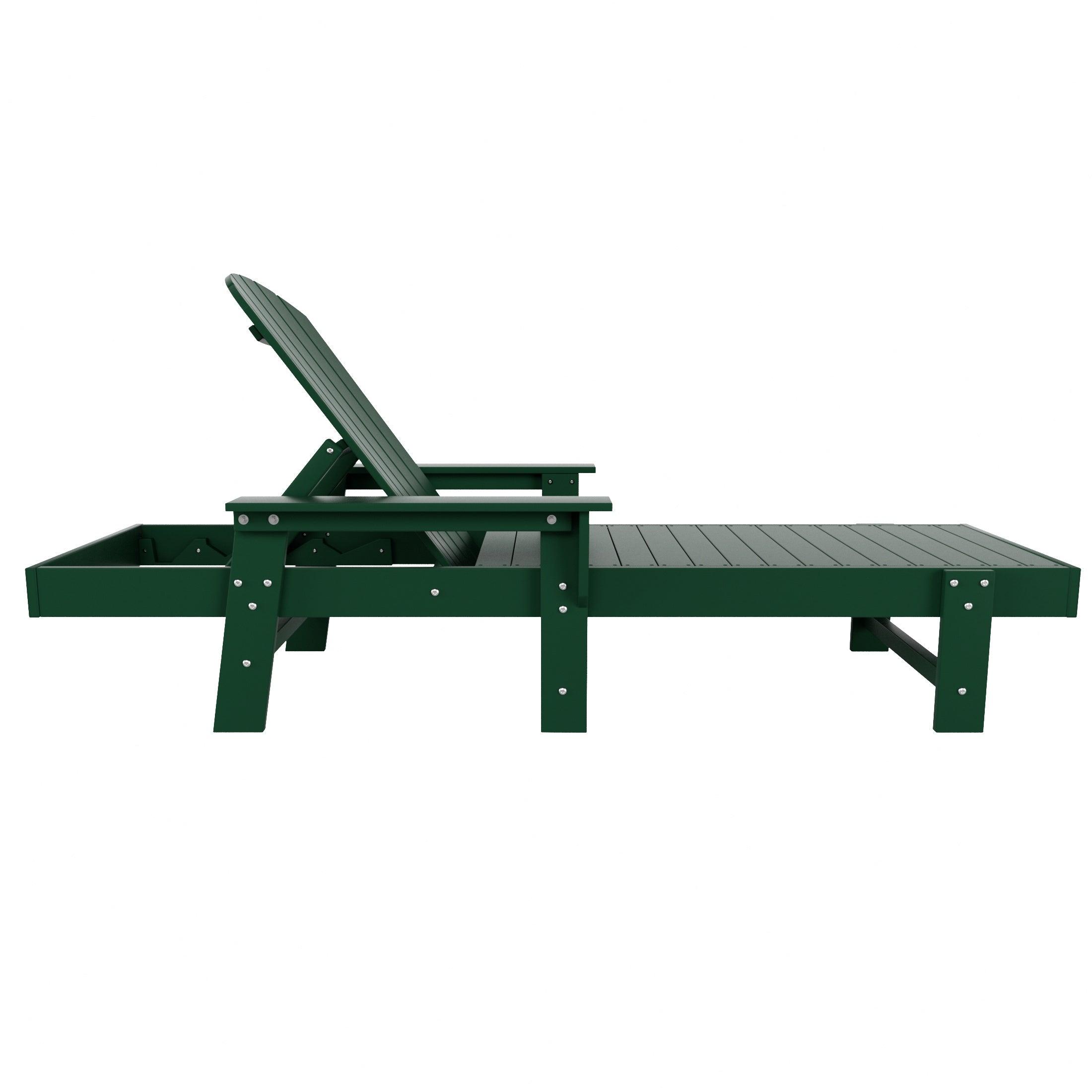 Portside Outdoor Wheeled Classic Poly Adirondack Chaise Lounge with Arms - Costaelm