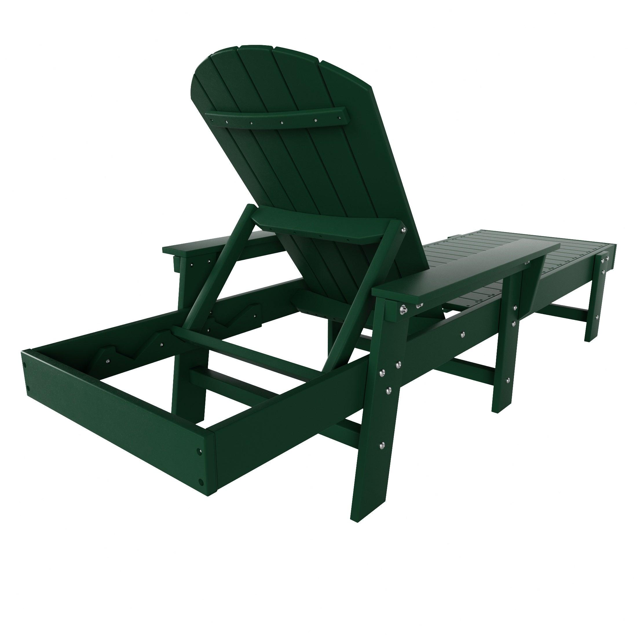 Portside Outdoor Wheeled Classic Poly Adirondack Chaise Lounge with Arms - Costaelm