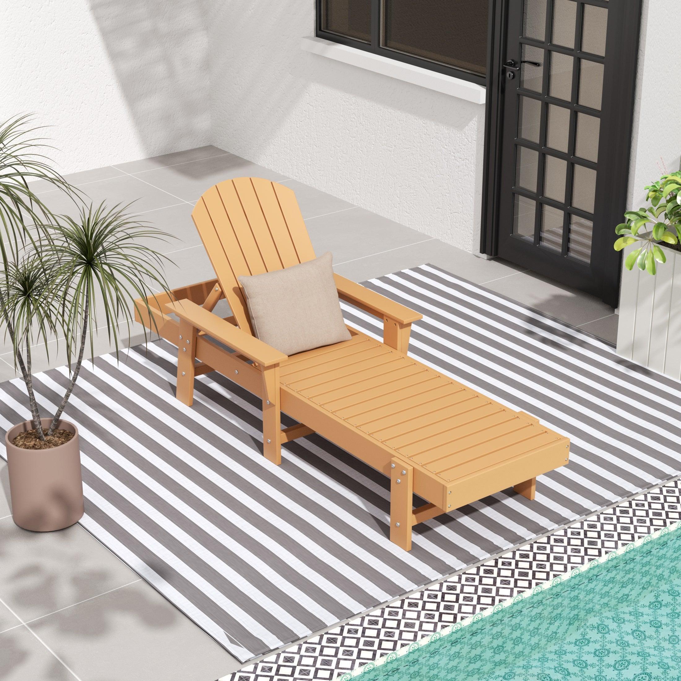 Portside Outdoor Wheeled Classic Poly Adirondack Chaise Lounge with Arms - Costaelm