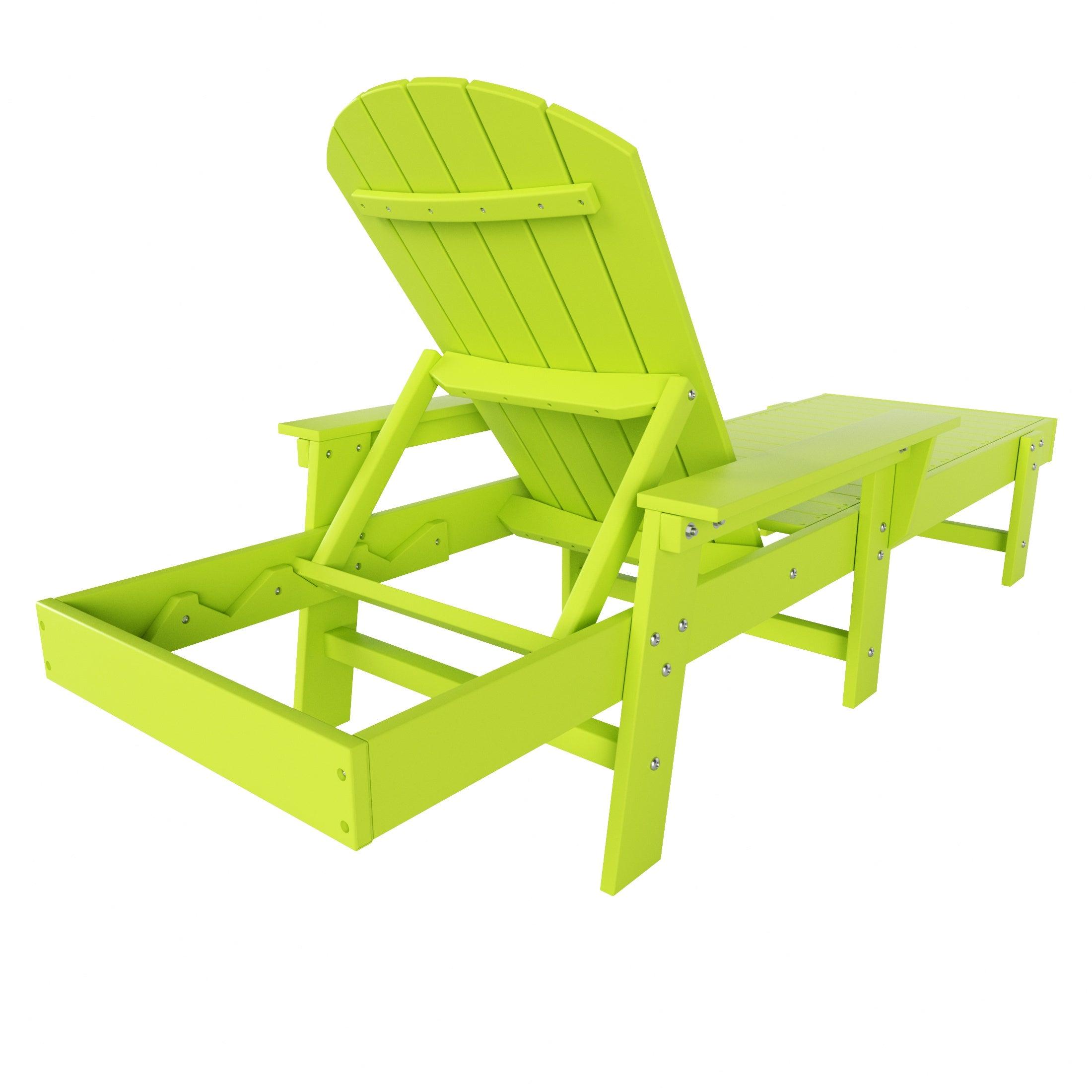 Portside Outdoor Wheeled Classic Poly Adirondack Chaise Lounge with Arms - Costaelm