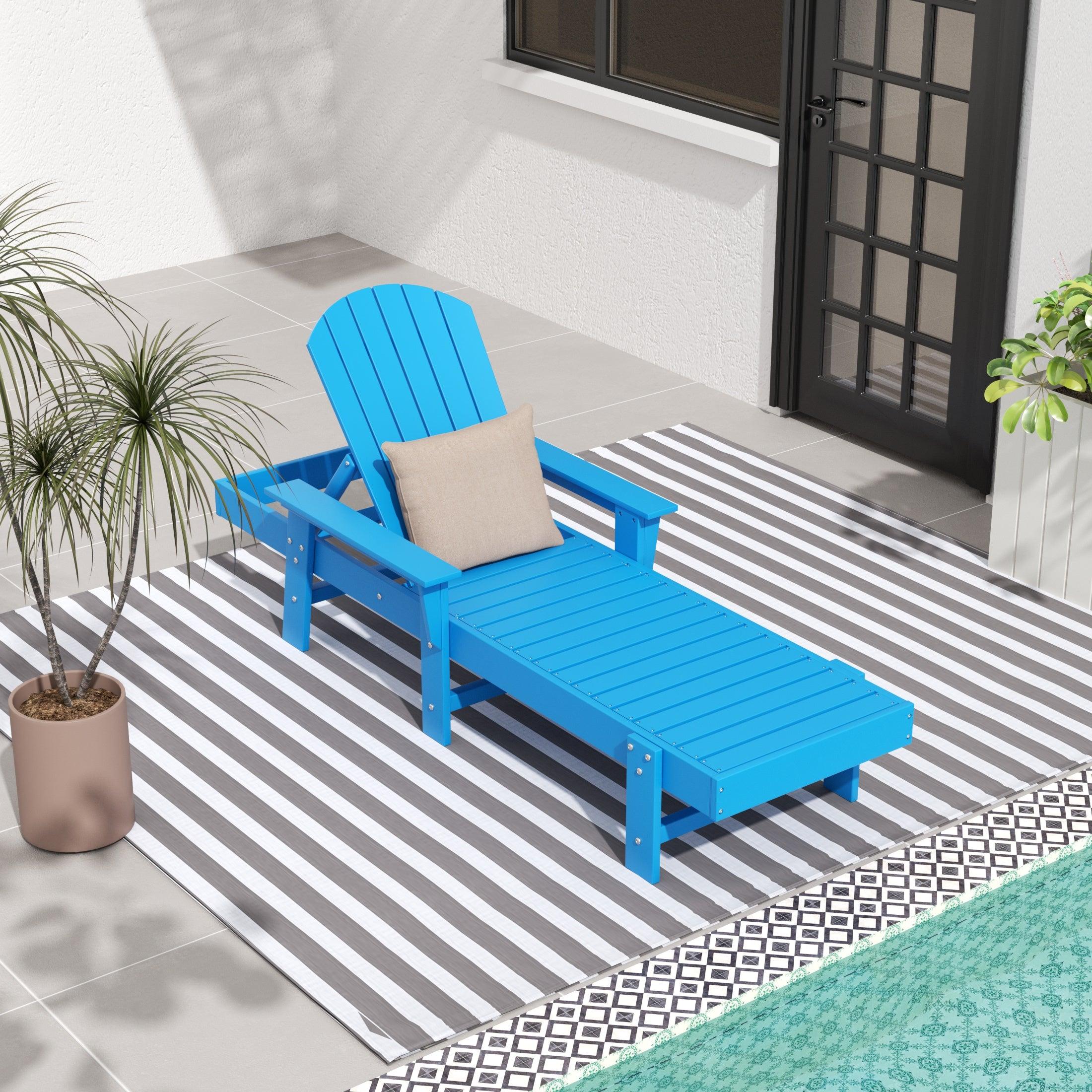 Portside Outdoor Wheeled Classic Poly Adirondack Chaise Lounge with Arms - Costaelm
