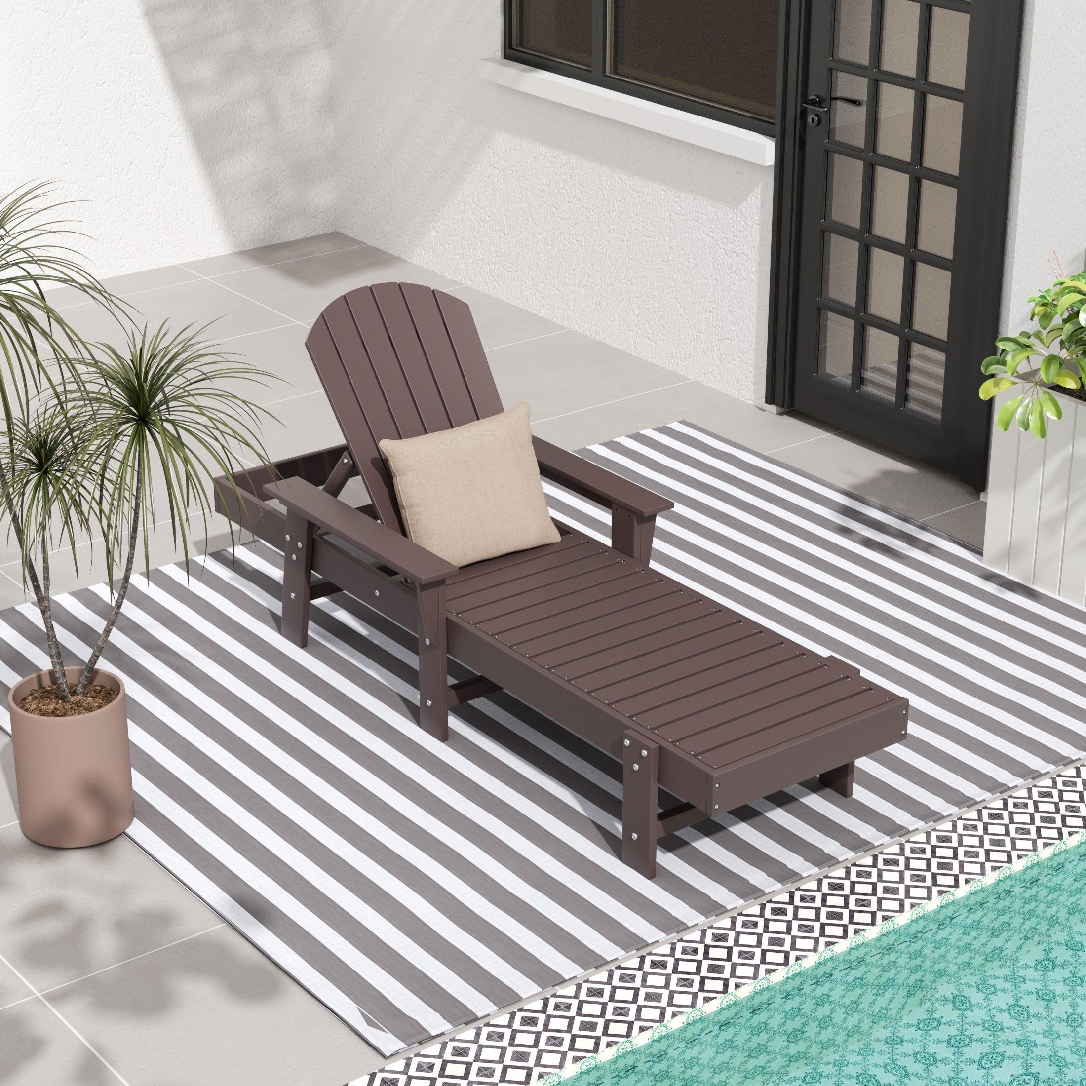 Portside Outdoor Wheeled Classic Poly Adirondack Chaise Lounge with Arms - Costaelm