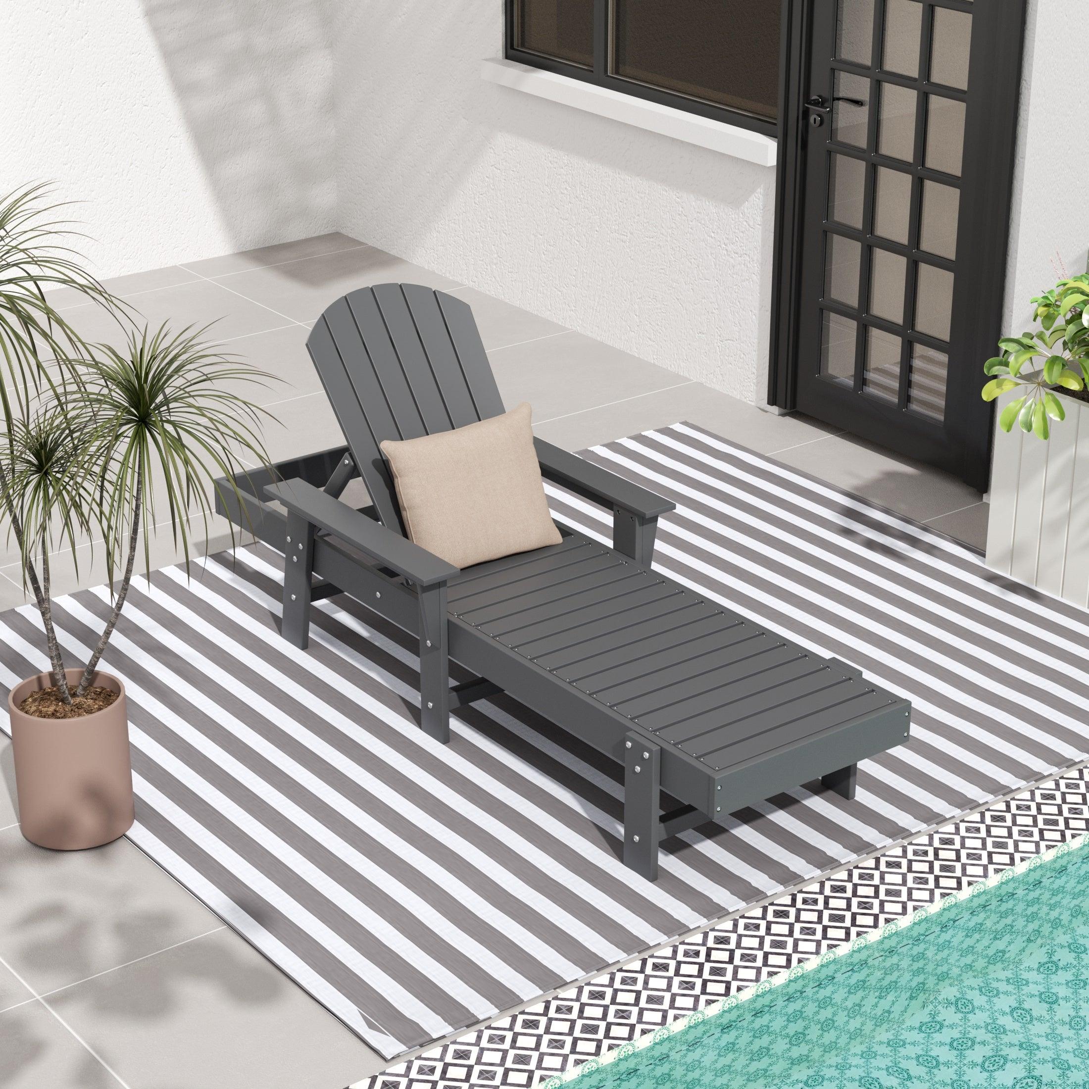 Portside Outdoor Wheeled Classic Poly Adirondack Chaise Lounge with Arms - Costaelm