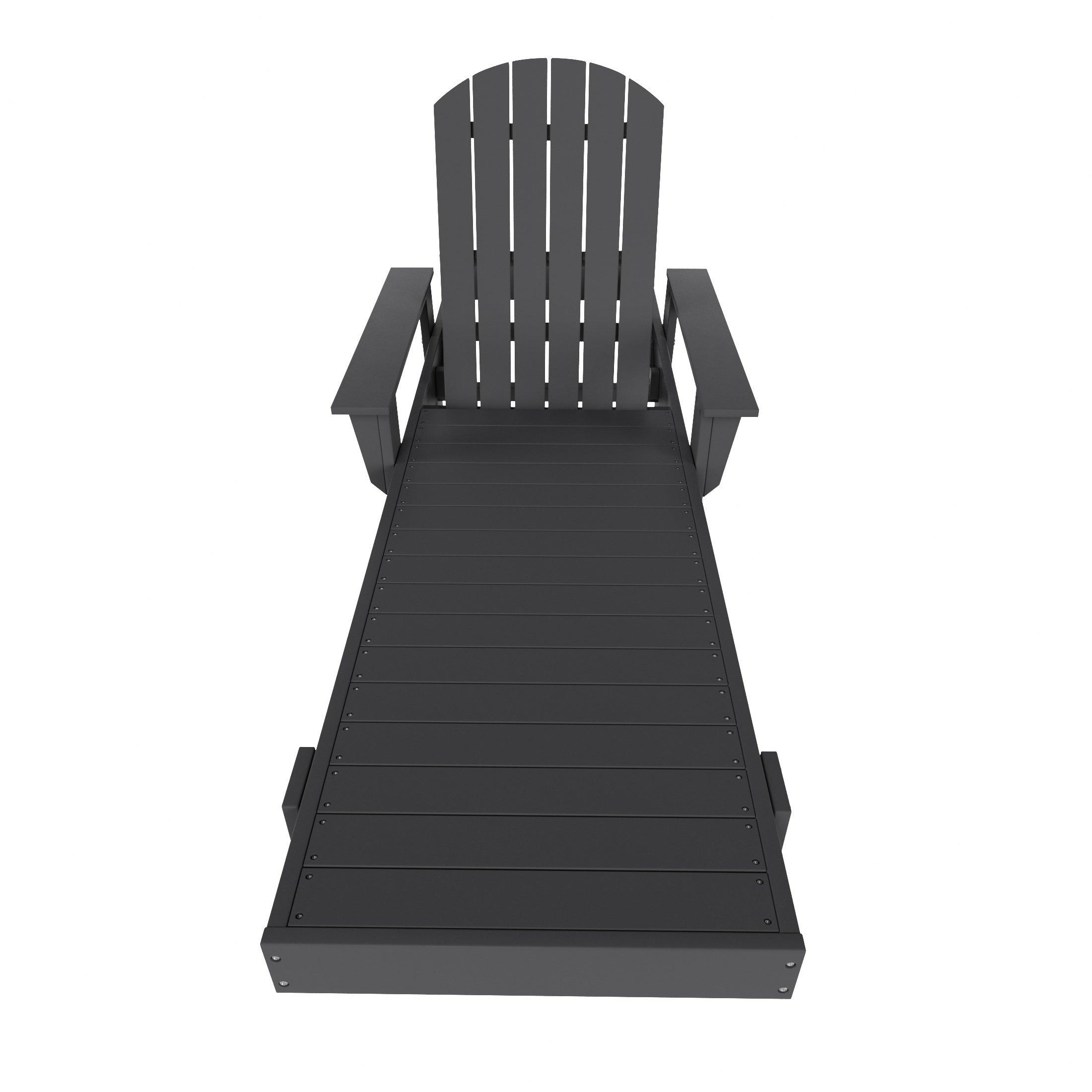 Portside Outdoor Wheeled Classic Poly Adirondack Chaise Lounge with Arms - Costaelm