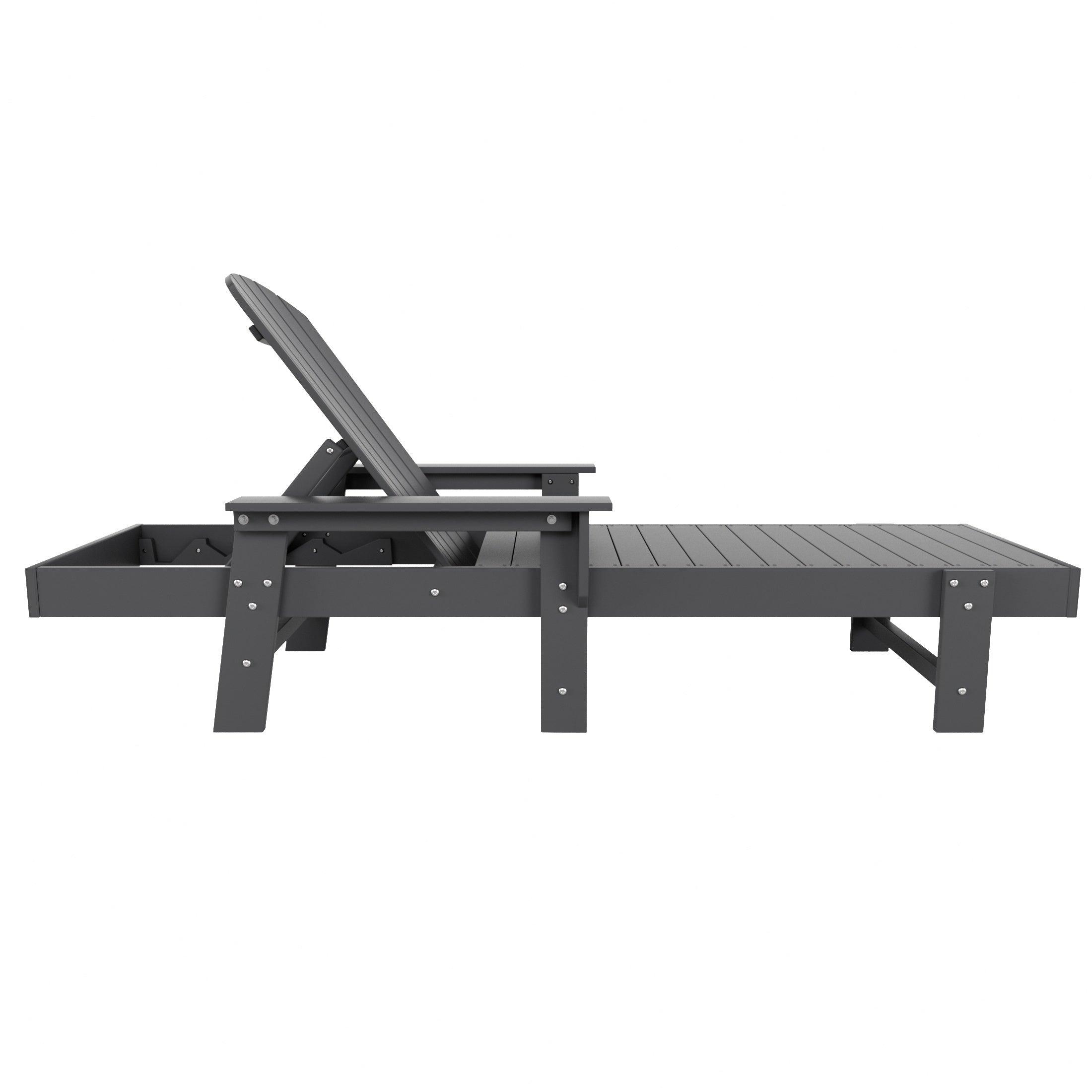 Portside Outdoor Wheeled Classic Poly Adirondack Chaise Lounge with Arms - Costaelm