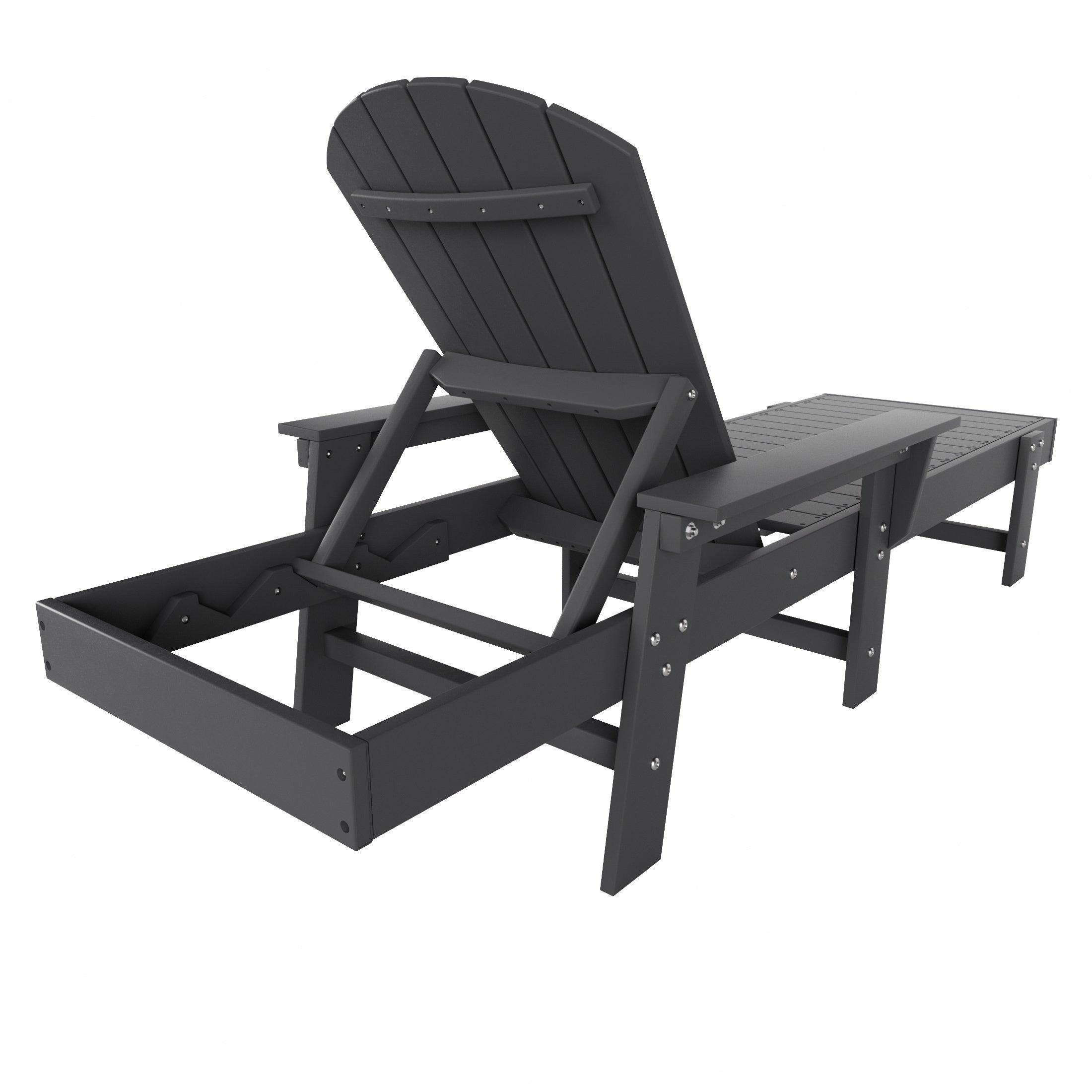 Portside Outdoor Wheeled Classic Poly Adirondack Chaise Lounge with Arms - Costaelm