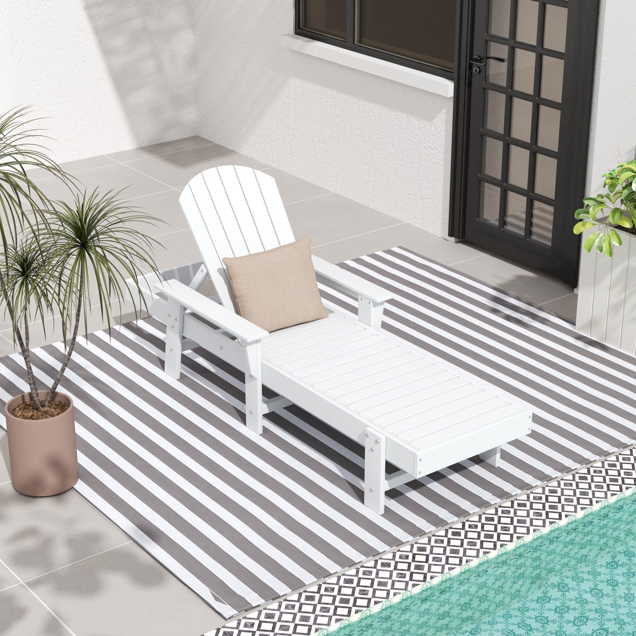 Portside Outdoor Wheeled Classic Poly Adirondack Chaise Lounge with Arms - Costaelm