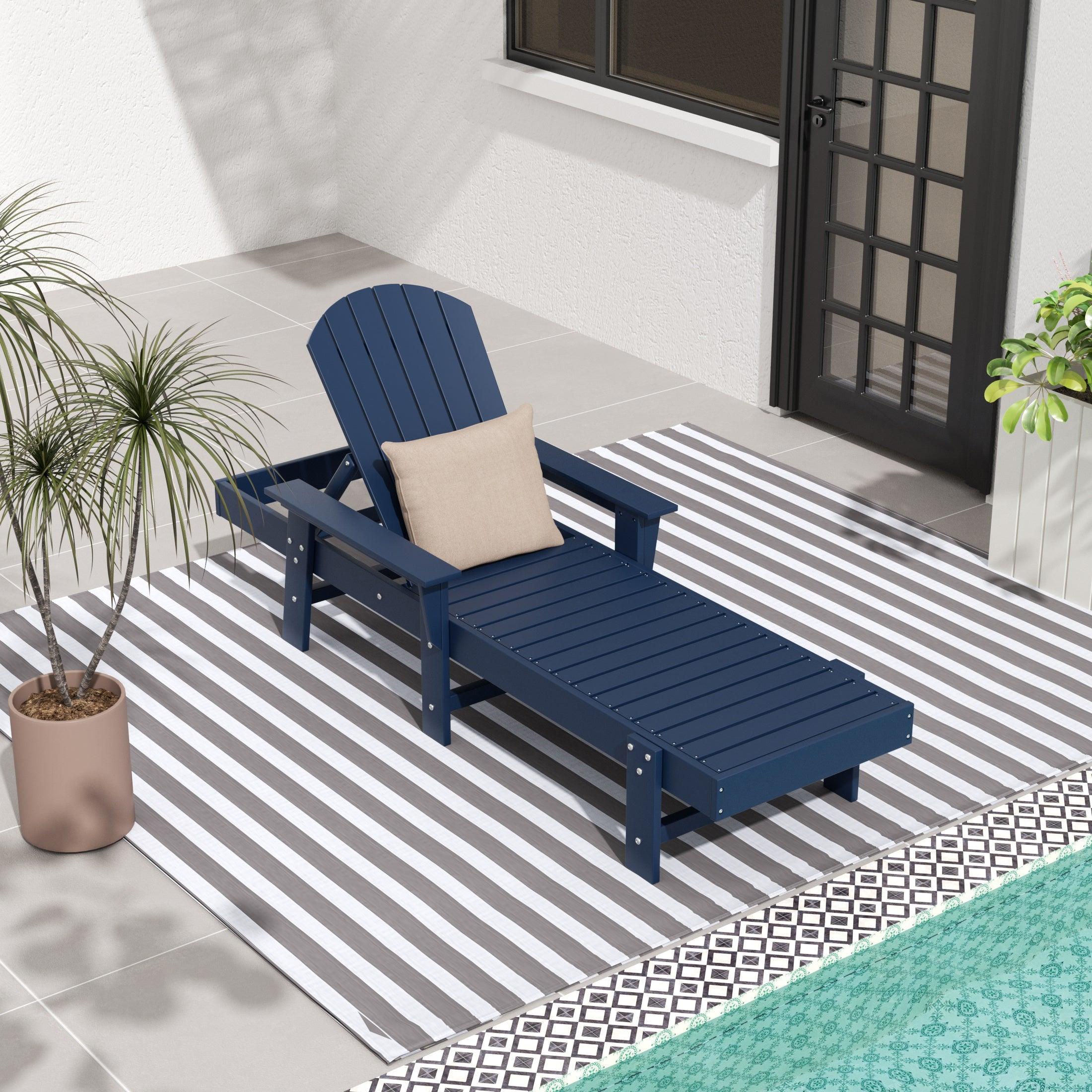 Portside Outdoor Wheeled Classic Poly Adirondack Chaise Lounge with Arms - Costaelm