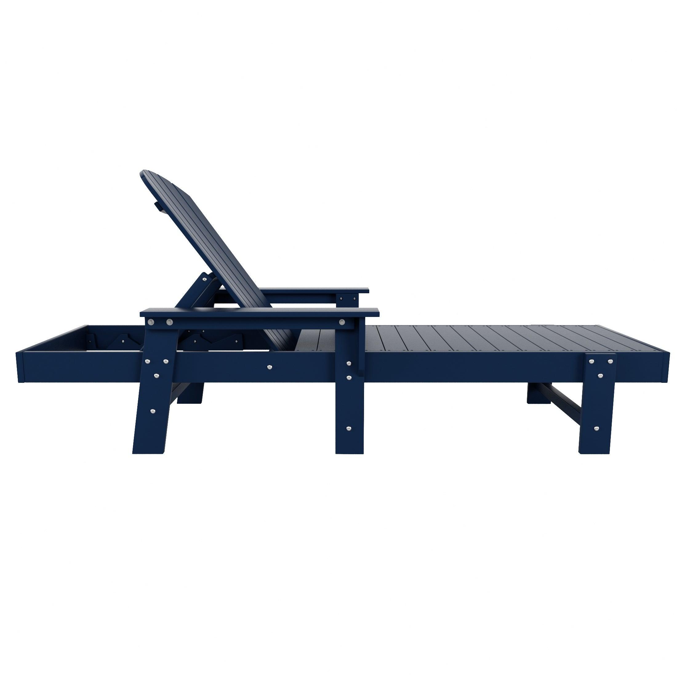 Portside Outdoor Wheeled Classic Poly Adirondack Chaise Lounge with Arms - Costaelm