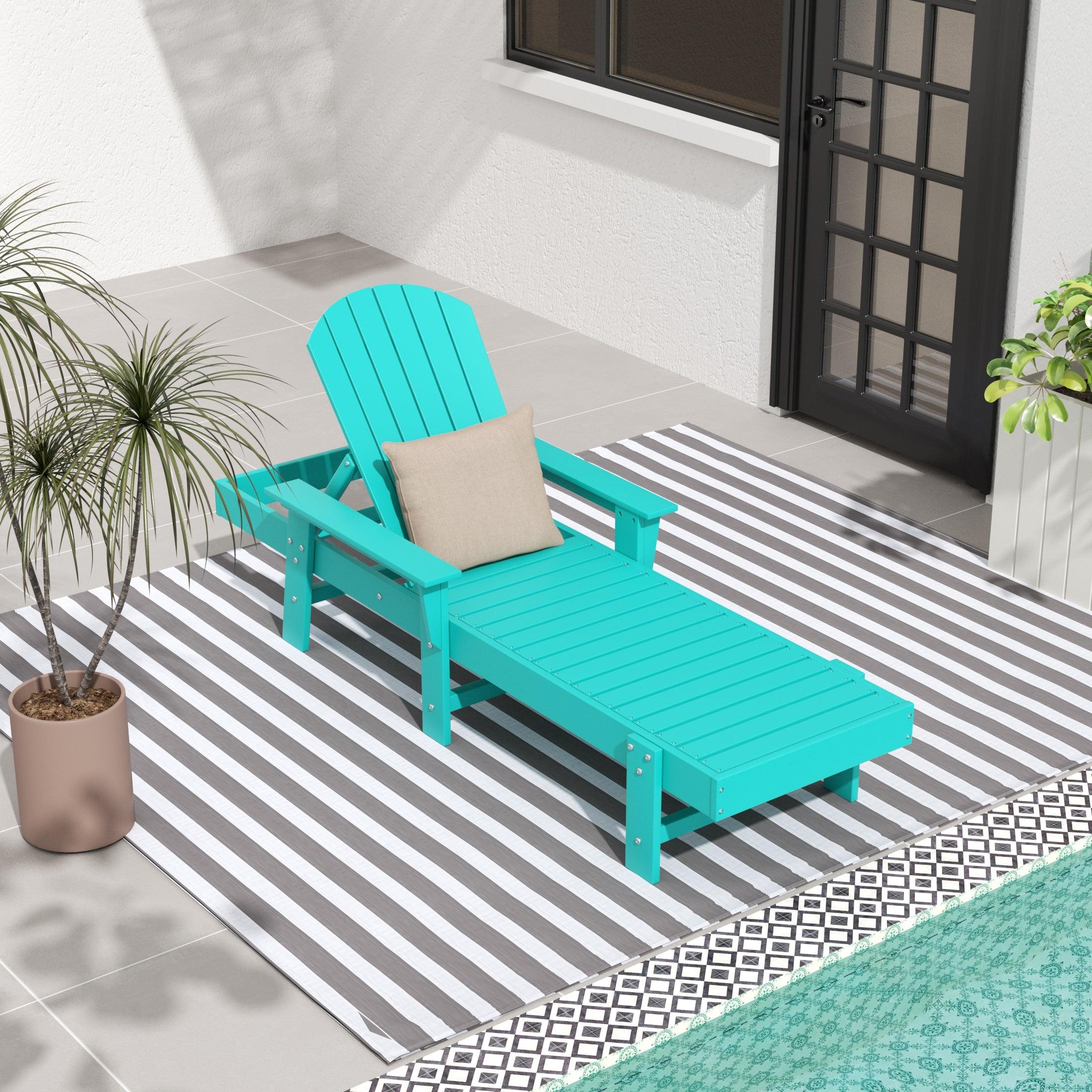 Portside Outdoor Wheeled Classic Poly Adirondack Chaise Lounge with Arms - Costaelm