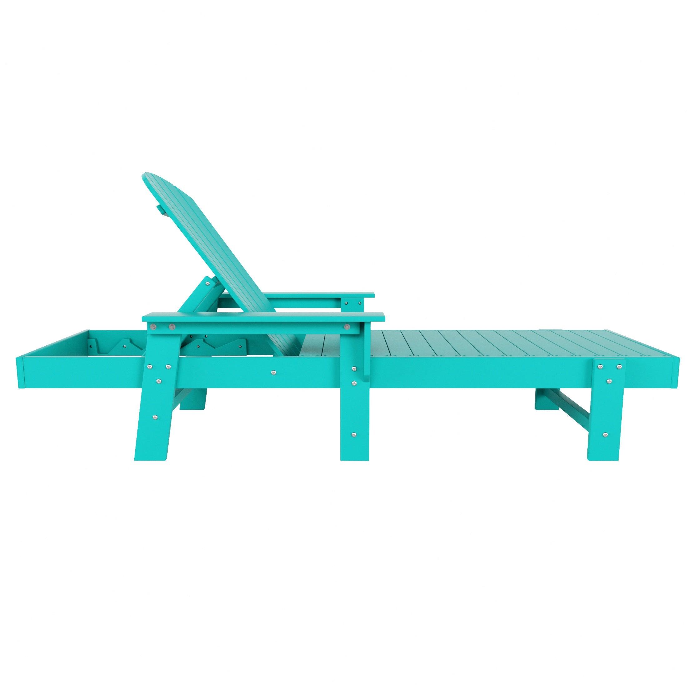 Portside Outdoor Wheeled Classic Poly Adirondack Chaise Lounge with Arms - Costaelm
