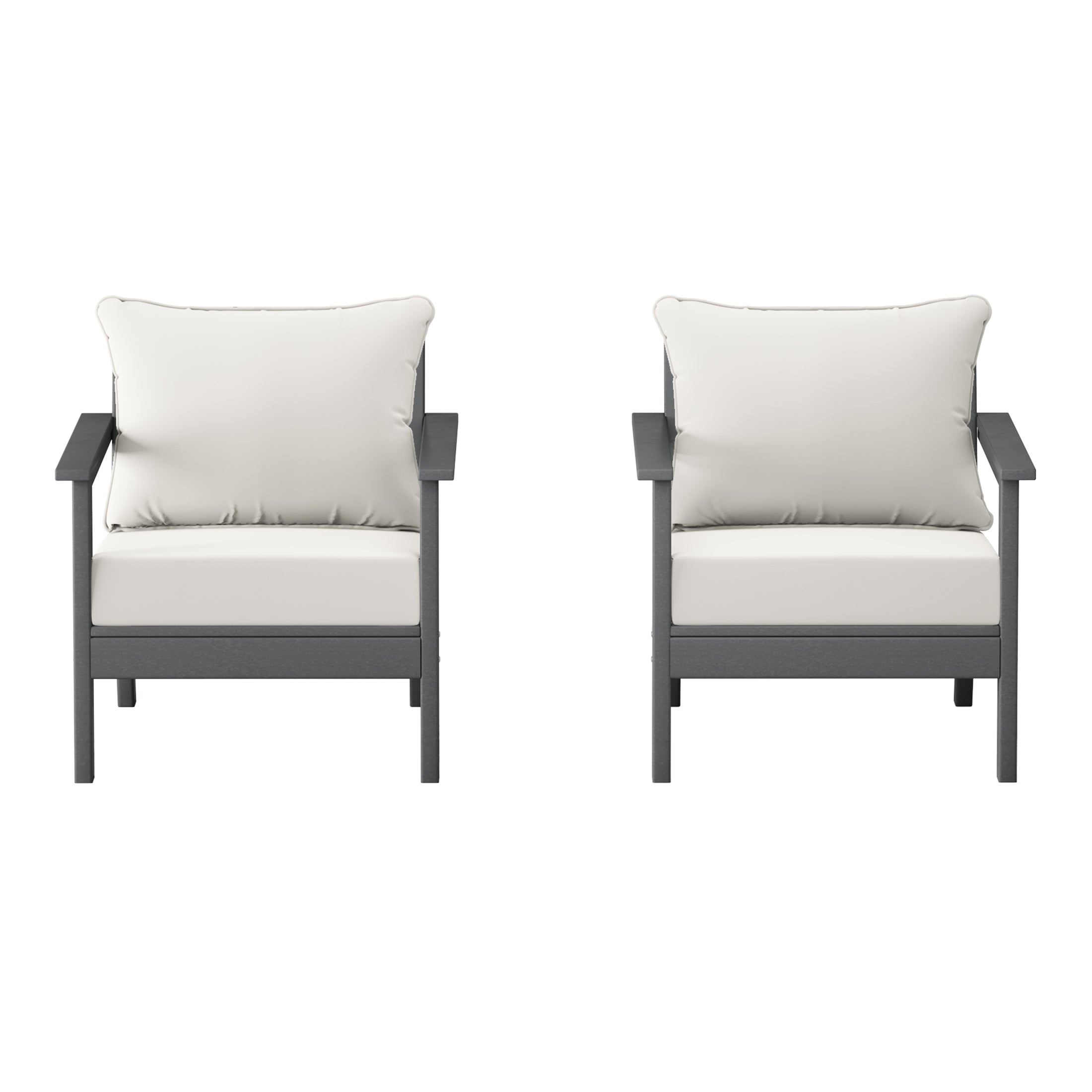 Portsmouth Outdoor Modern HDPE Patio Club Chairs with Deep Seat Cushions (Set of 2)