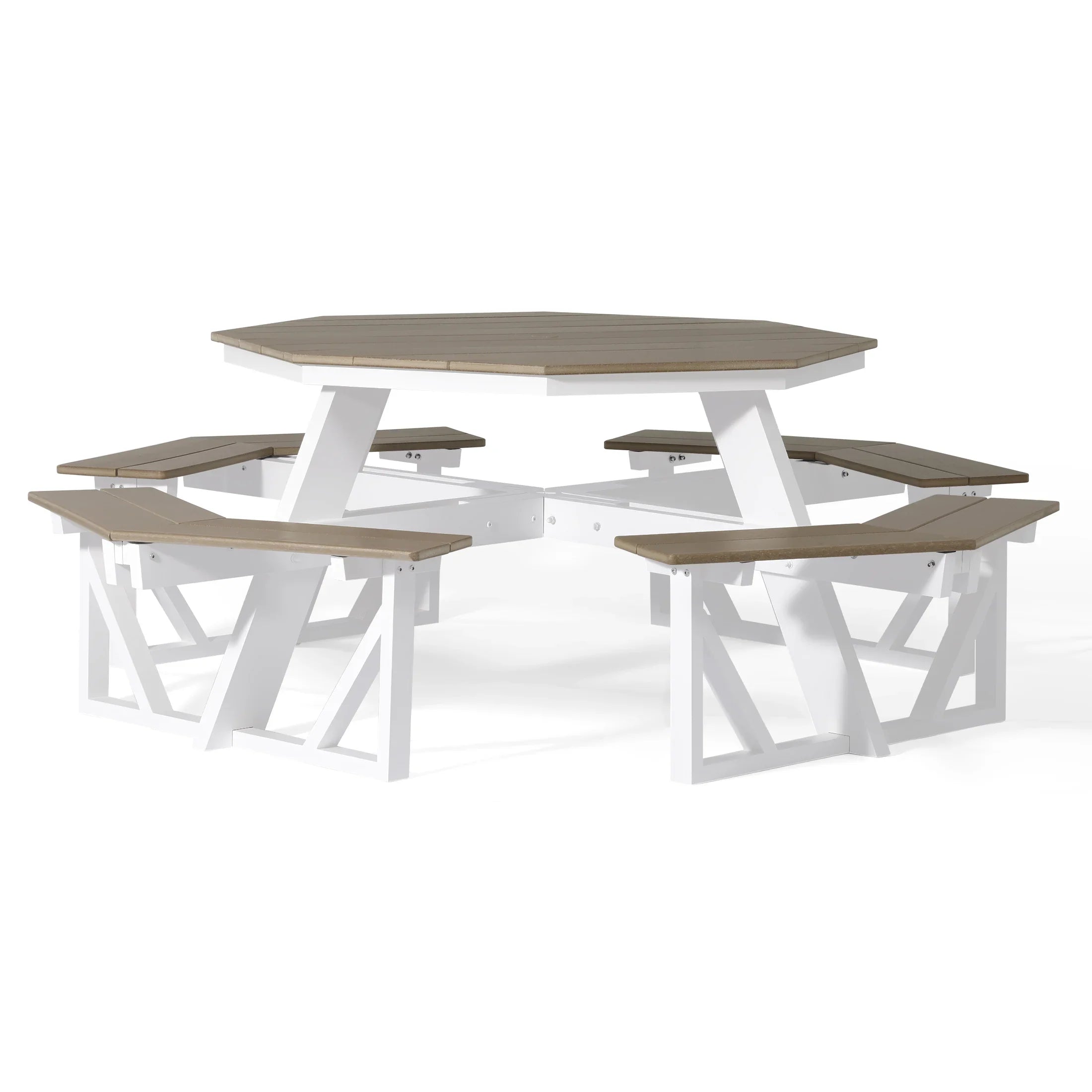Macon Outdoor 48" HDPE 8-Person Patio Octagon Picnic Table