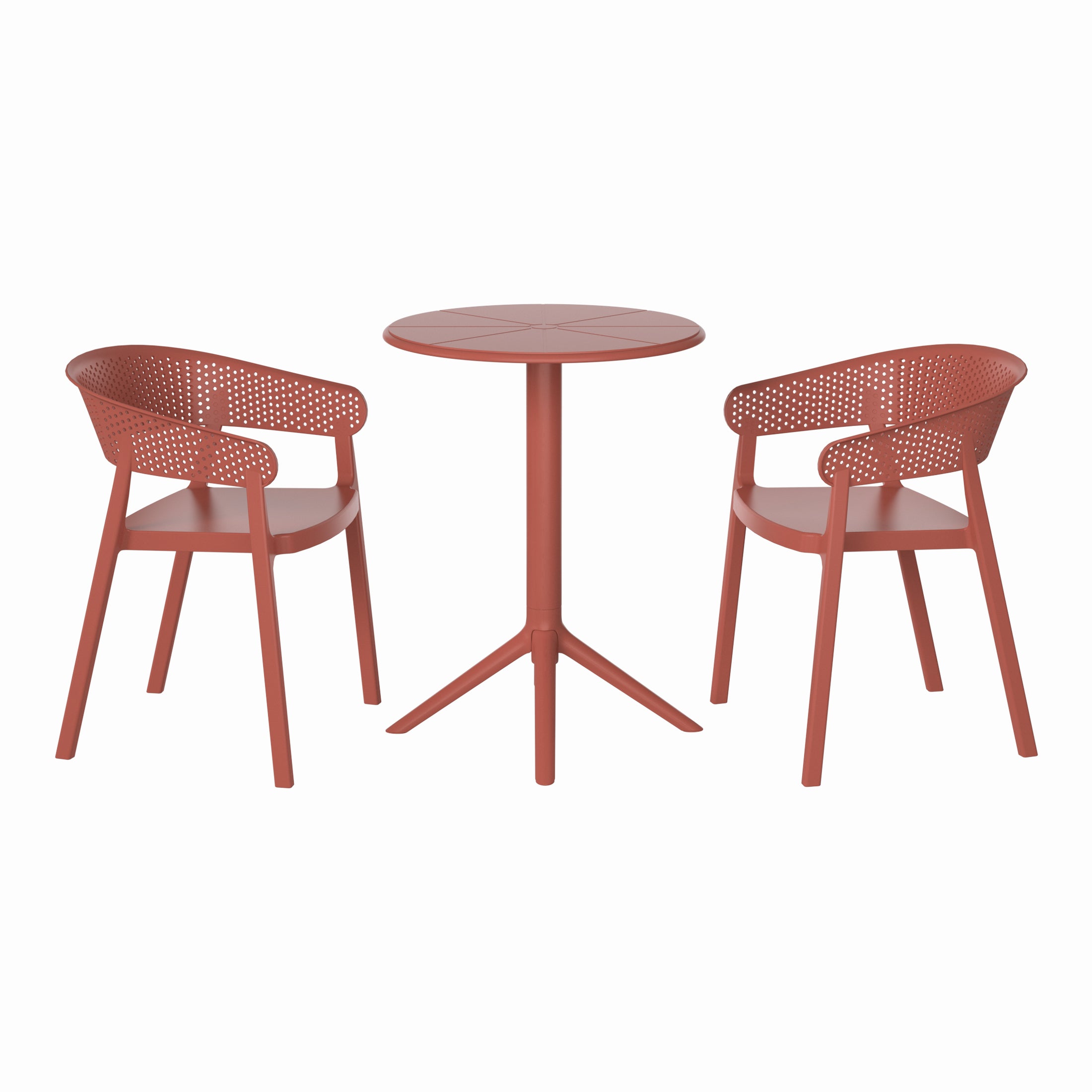 Sunshine 3-Piece Outdoor Resin Patio Bistro Table Set with Stackable Patio Dining Side Chairs