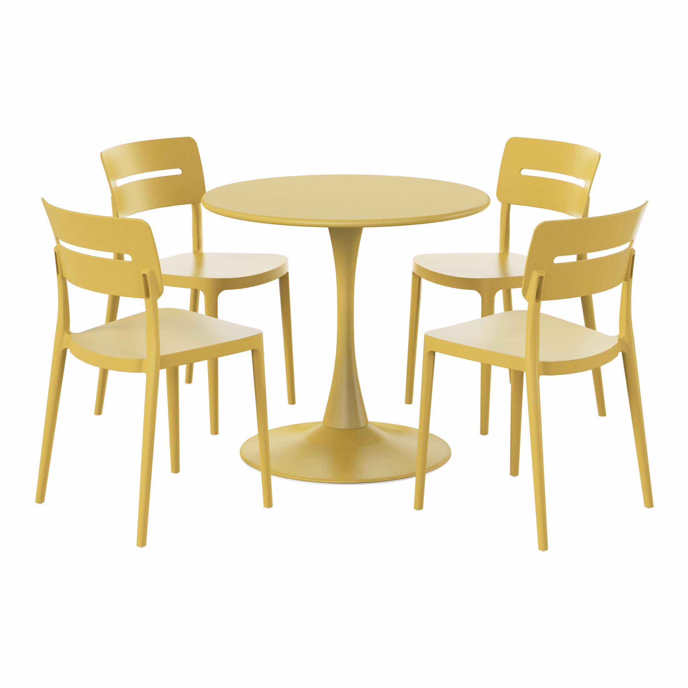 Sunshine 5-Piece Outdoor Indoor Round Metal Patio Dining Table Set With Stackable Patio Chairs