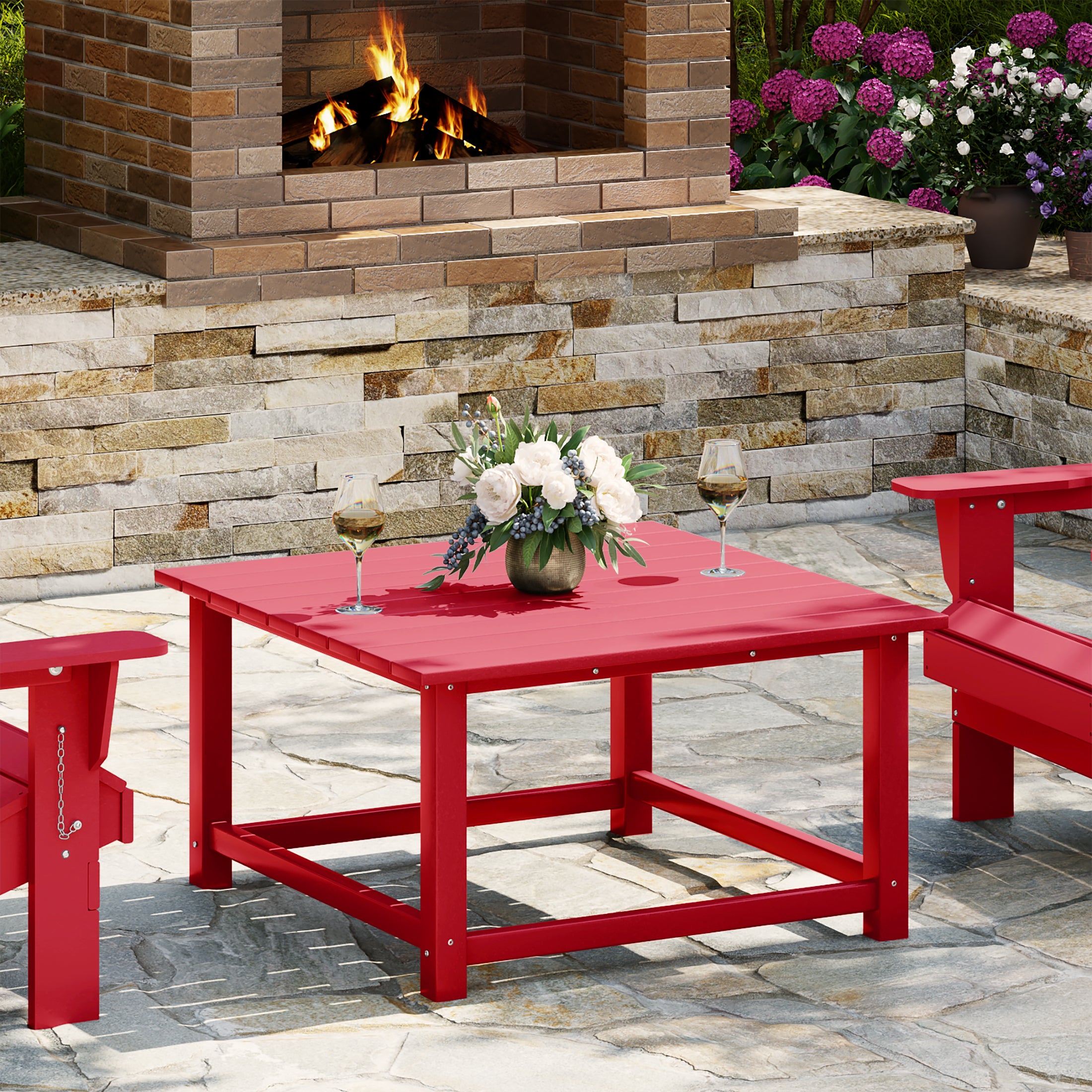 Paradise Low Outdoor HDPE Square Patio Coffee Table