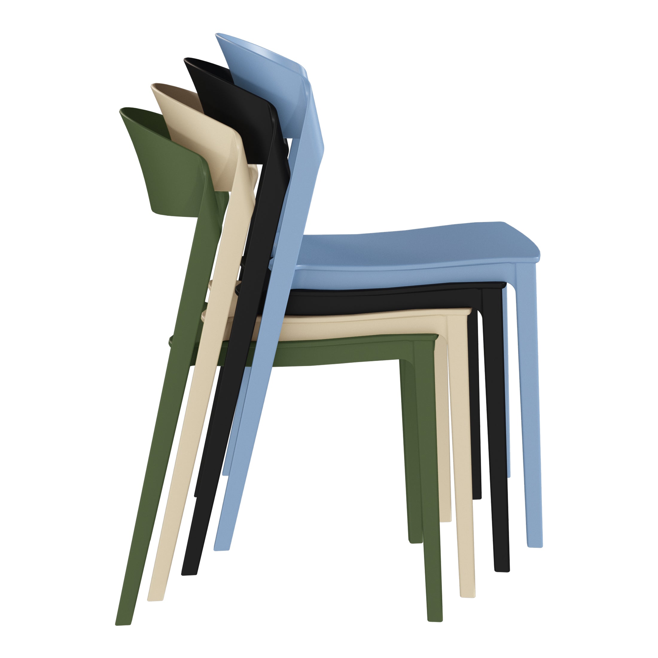 Sunshine Outdoor Modern Stackable Plastic Patio Bistro Dining Side Chairs (Set of 2)