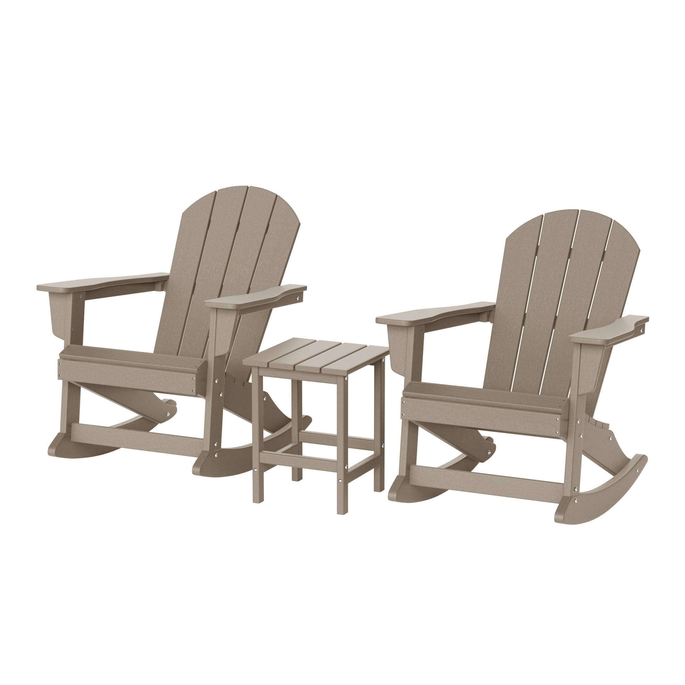 Paradise 3-Piece set Outdoor / Patio Poly Adirondack rocking chairs with a side table ( 2 seater )