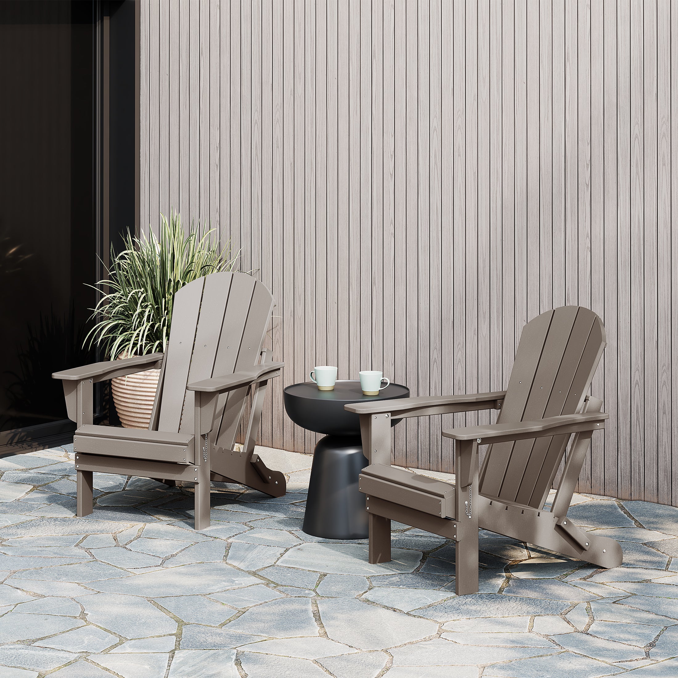 Paradise Westintrends 2 piece set outdoor folding Poly Adirondack chair