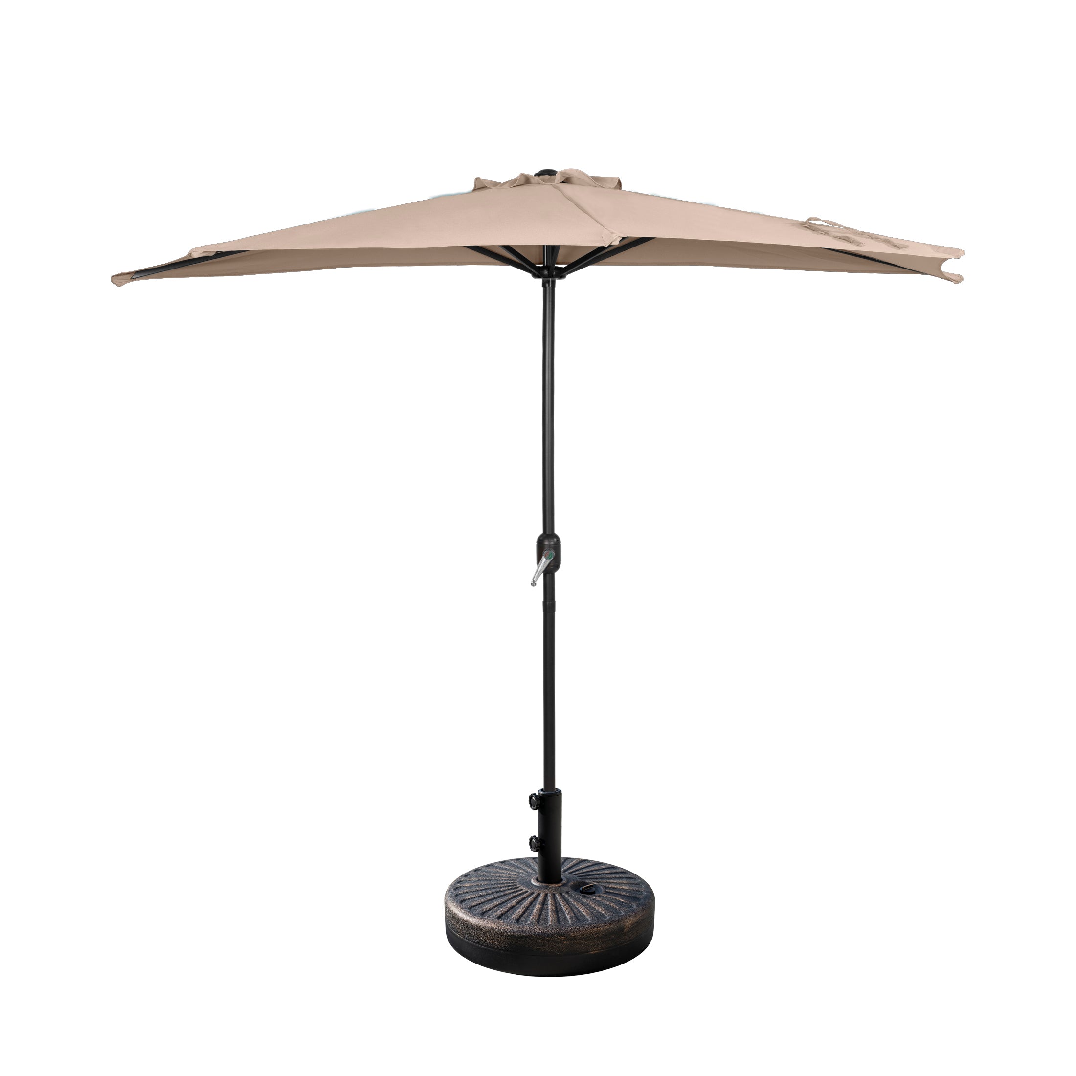 Easton 9 ft. Aluminum Half Market Crank Lift Patio Umbrella with Base