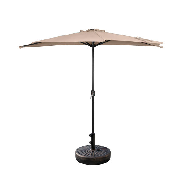 EASTON 9 Ft Half Patio Umbrella with Bronze Round Plastic Base Weight Included, Turquoise