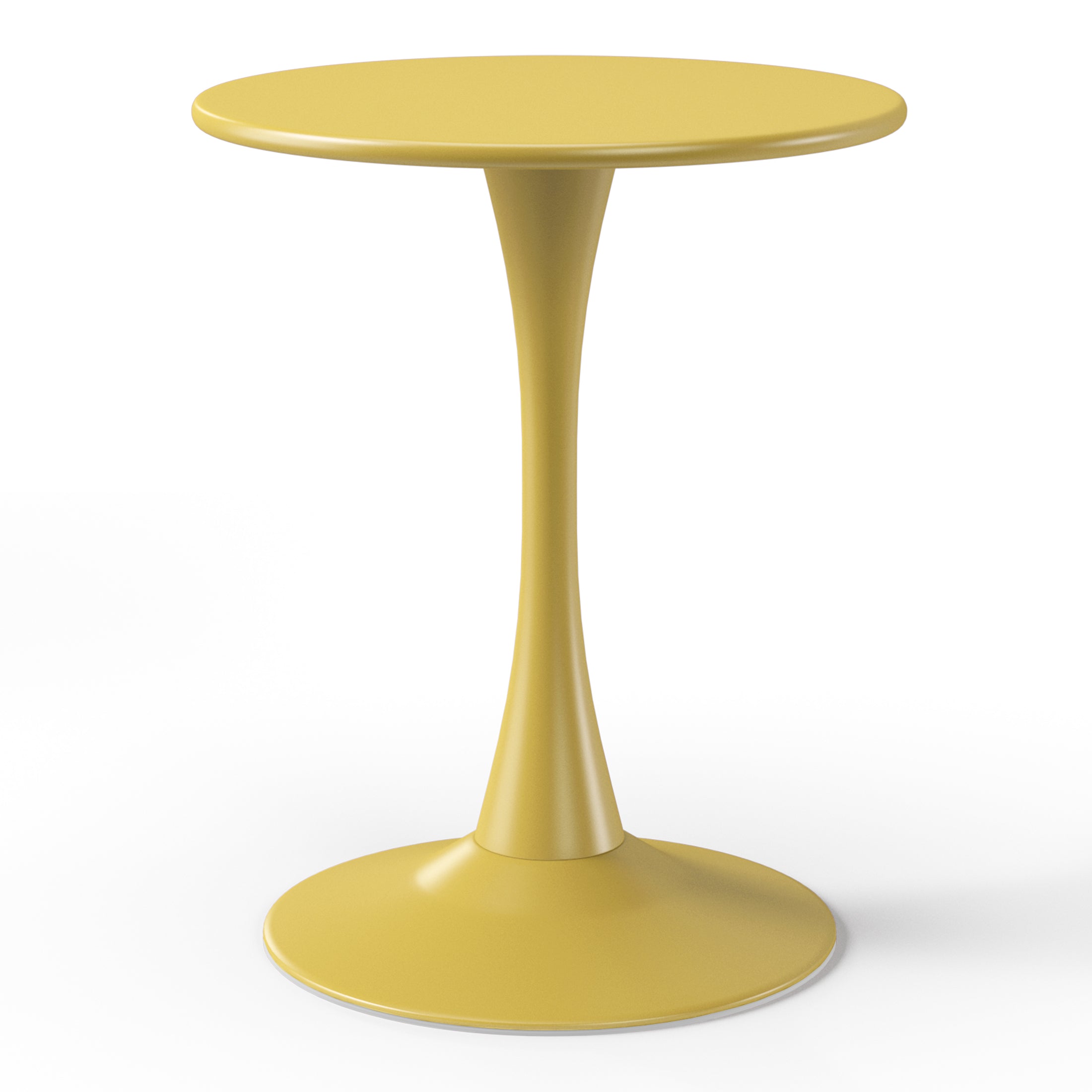 Sunshine 3-Piece Outdoor Round Metal Dining Table Set And Stackable Resin Patio Dining Side Chairs