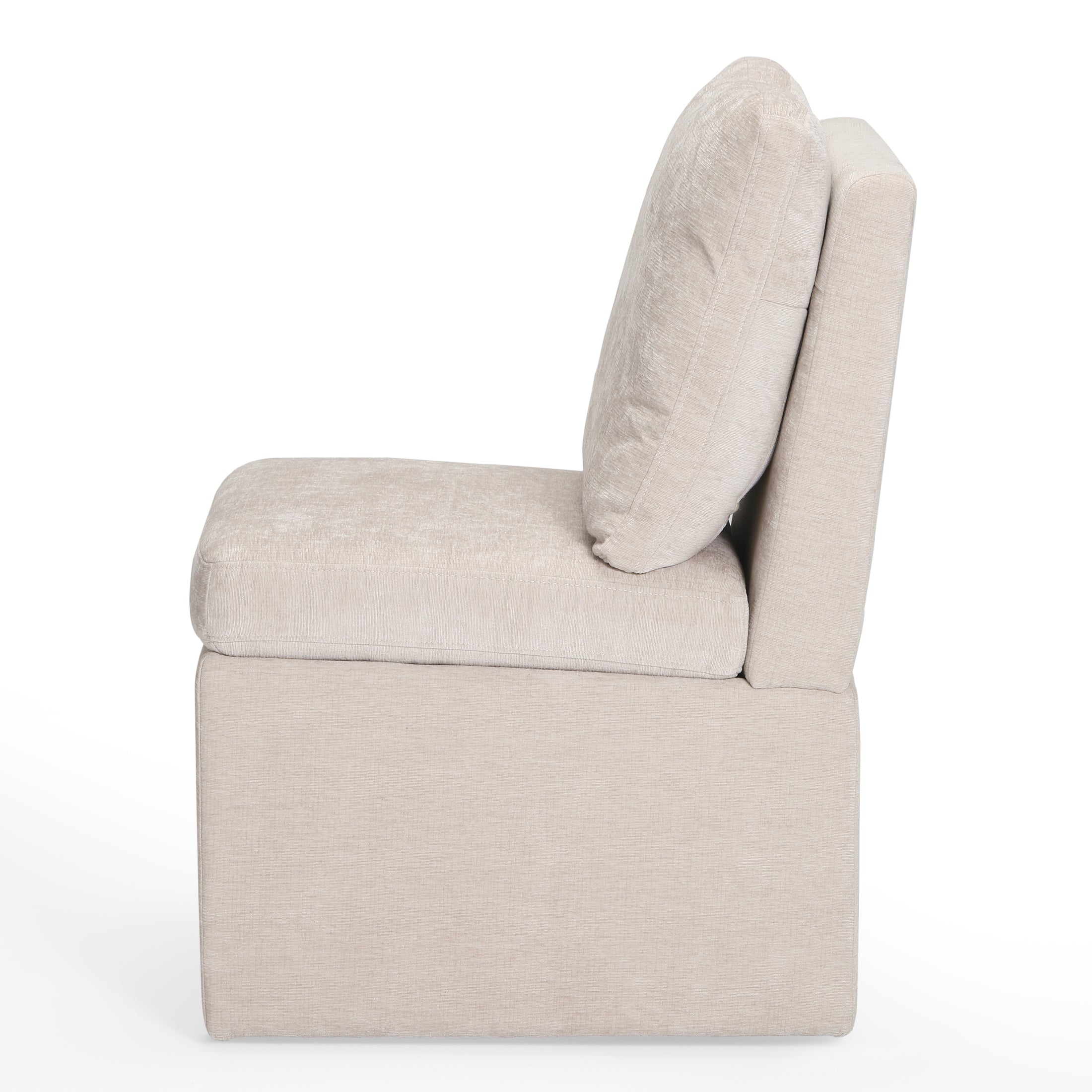 Danburry Modern Upholstered Chenille Armless Dining Chairs With Casters (Set of 4)