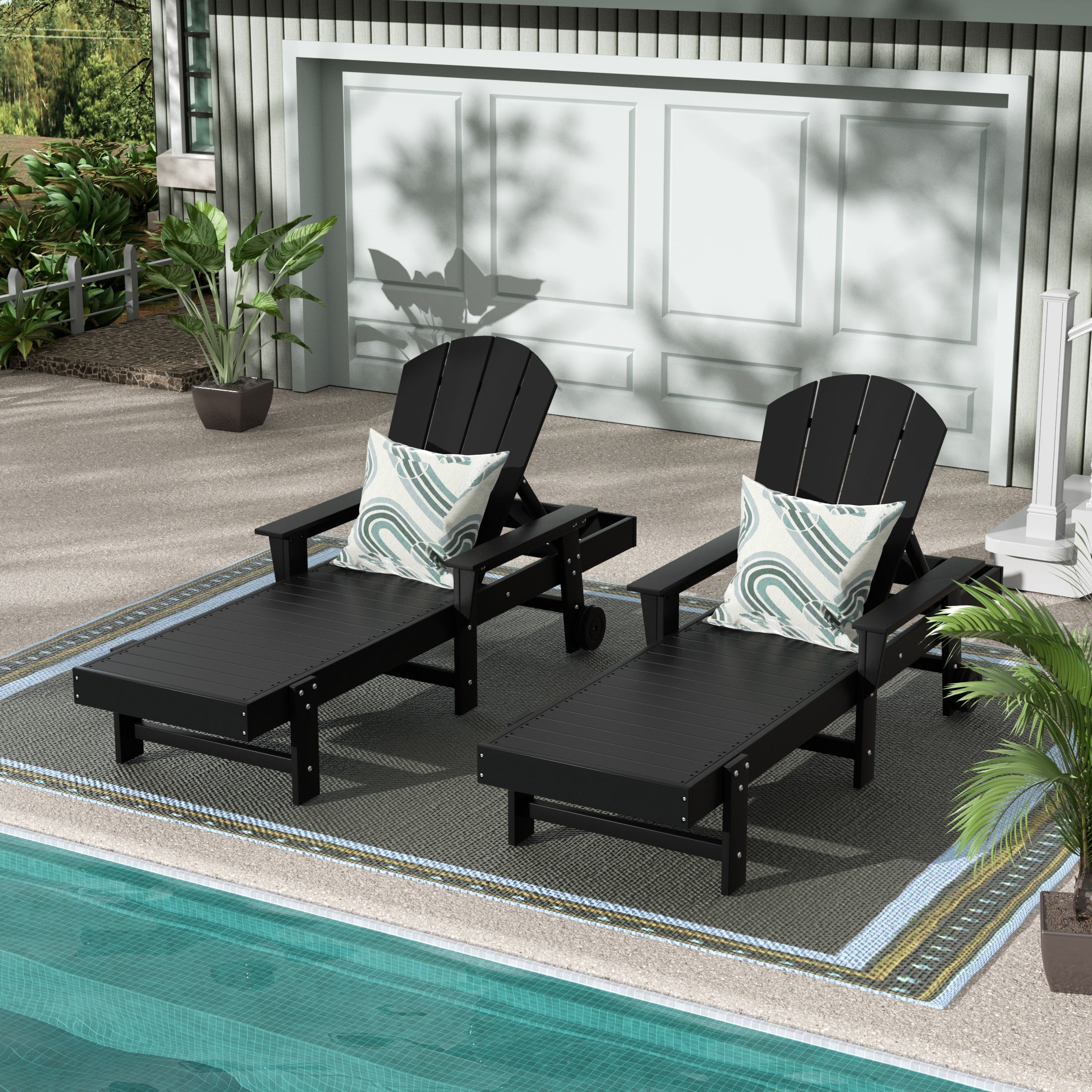 Paradise 2 Piece Reclining Chaise Lounge With Arms & Wheels