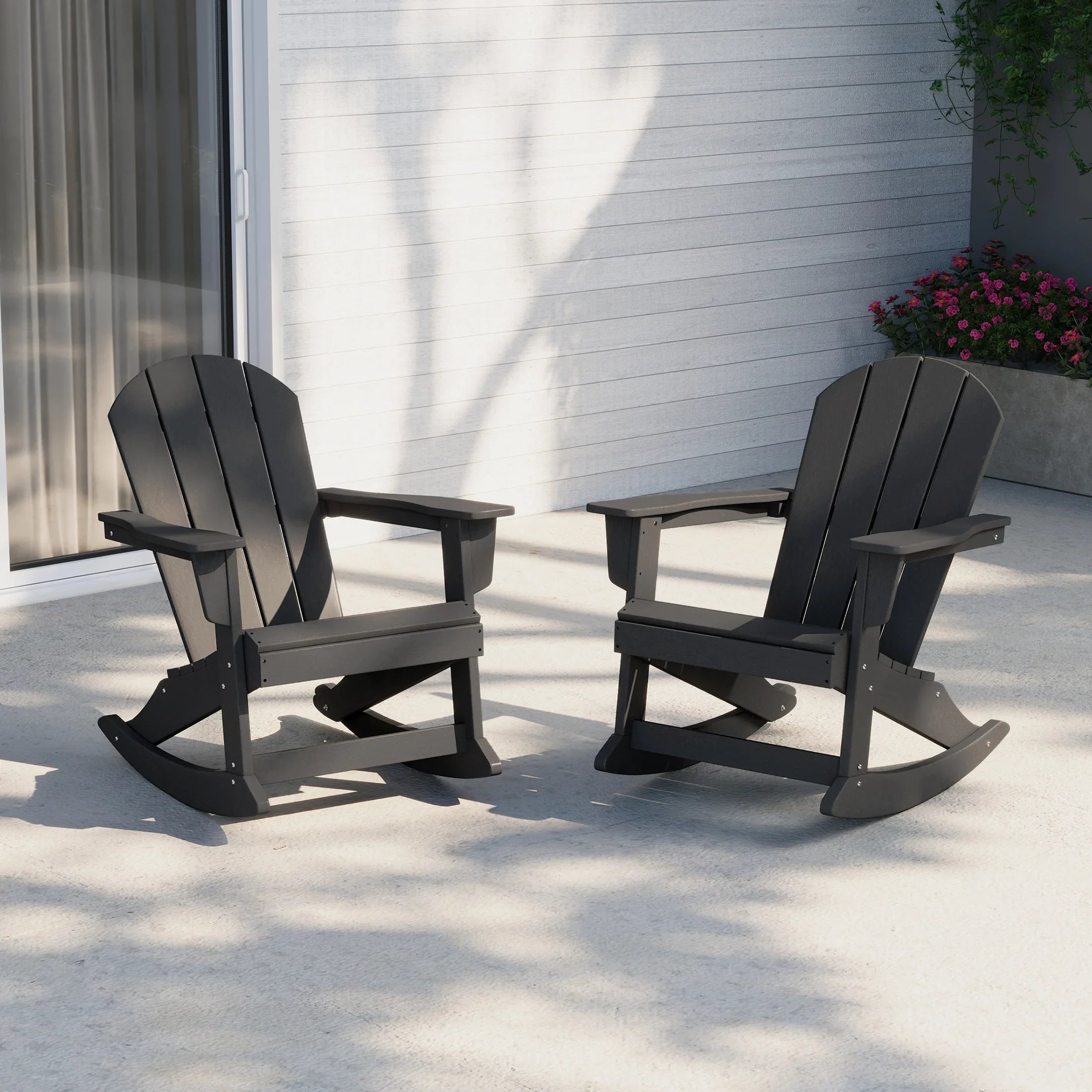 PARADISE Outdoor Patio Porch Rocking Chairs (Set of 2), Black