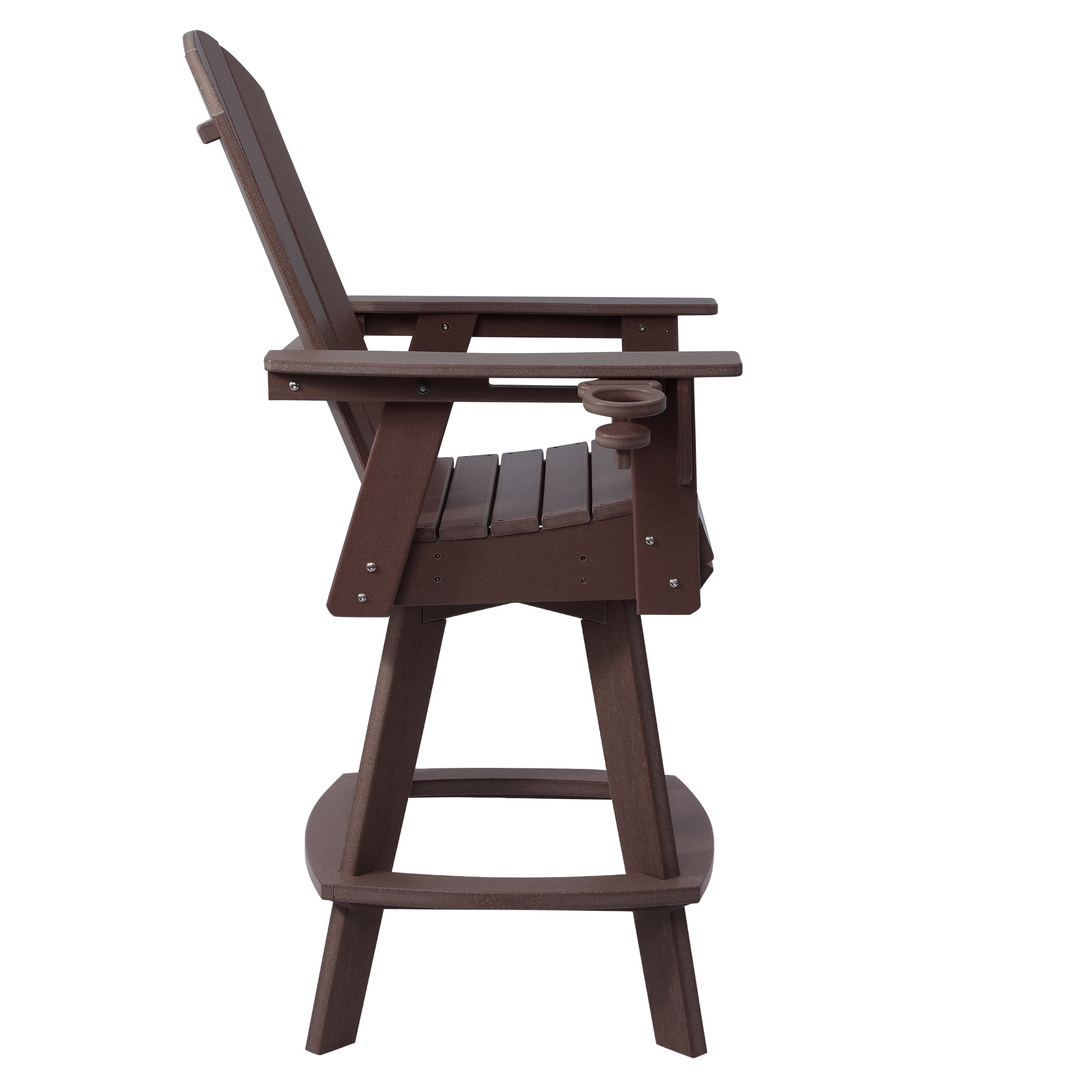 Paradise Outdoor HDPE Swivel Adirondack Bar Height Chair With Cup Holder