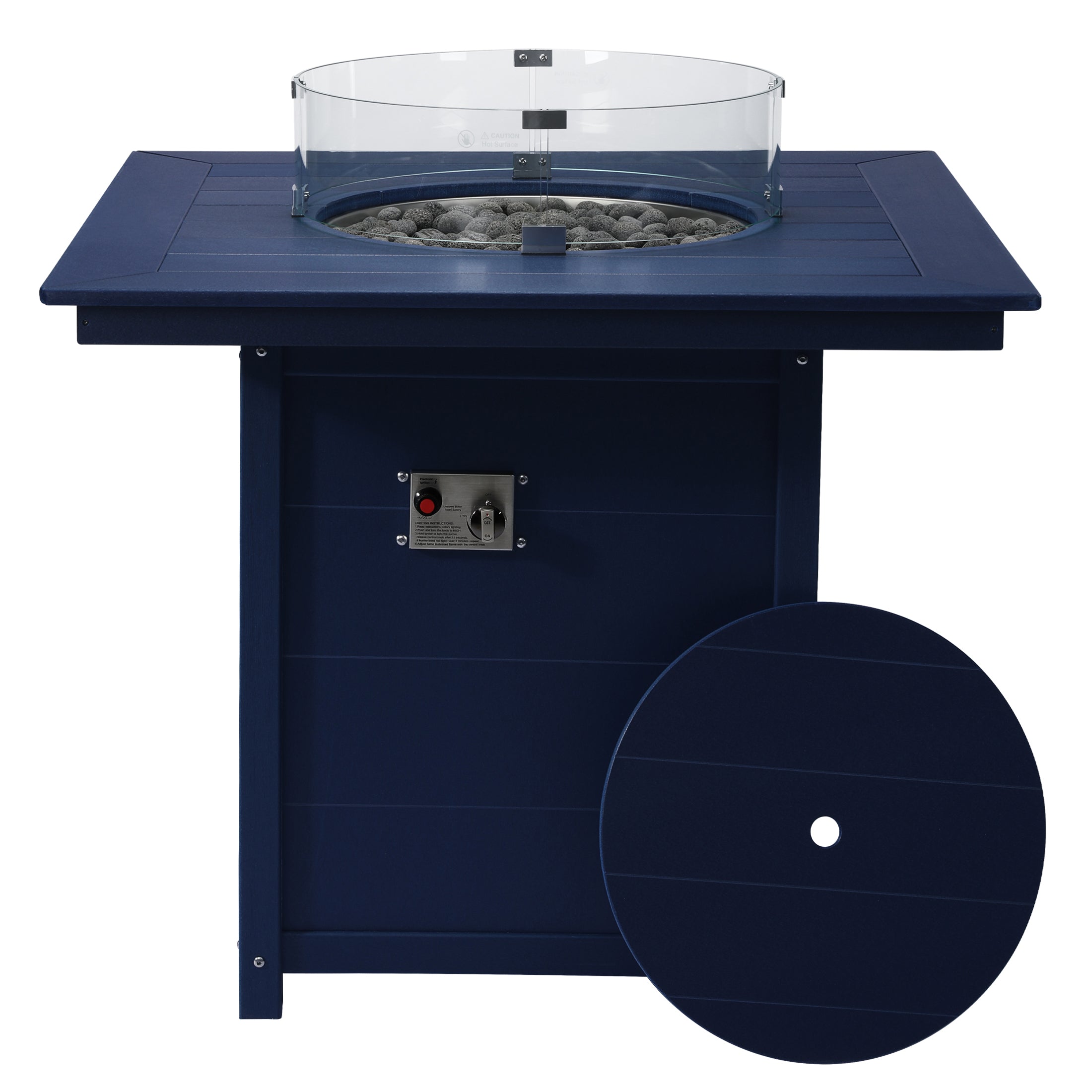 Sol 42" Modern Outdoor Patio Gas Propane Square Fire Pit Table