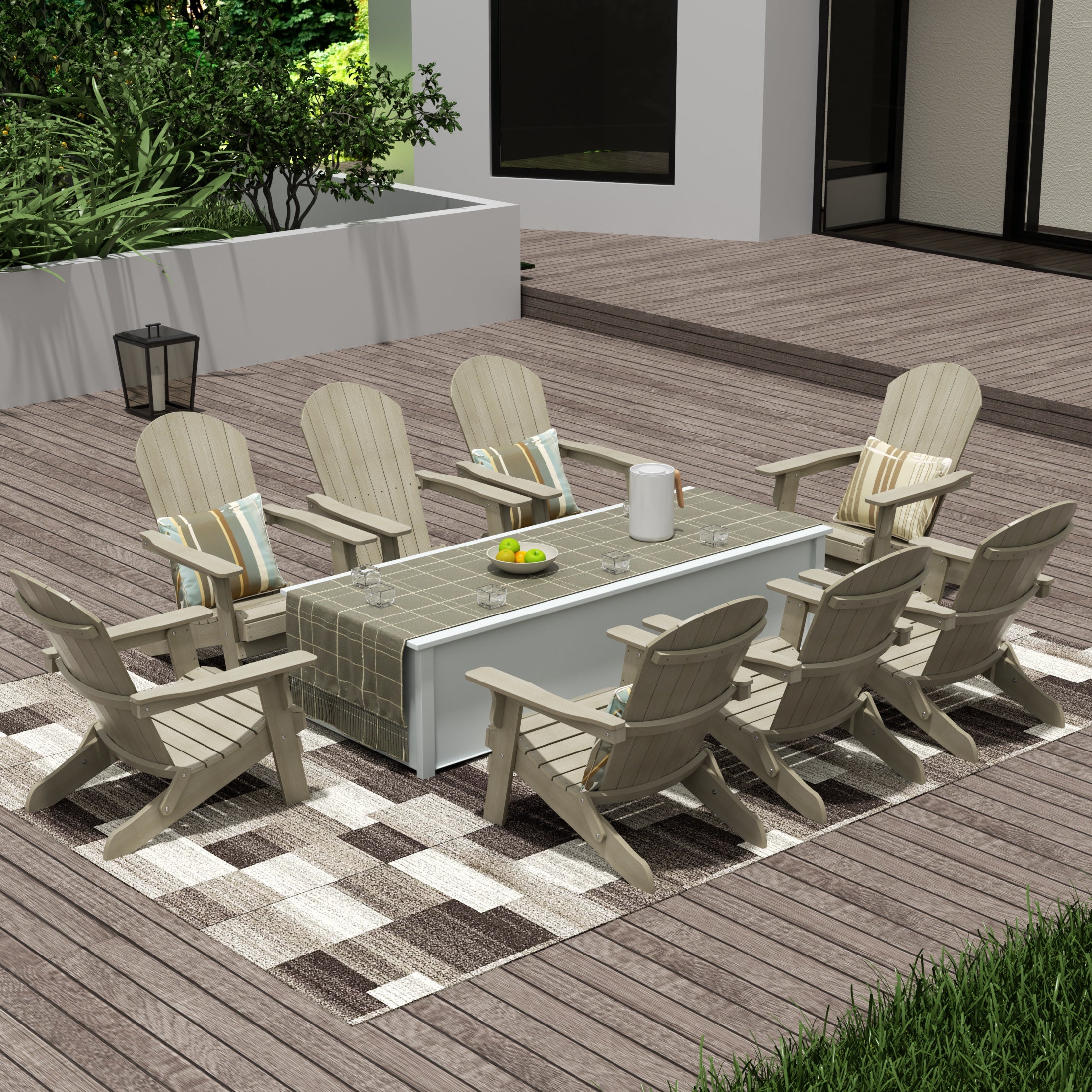 Florence HIPS Outdoor Folding Adirondack Seashell Chair (Set of 8)