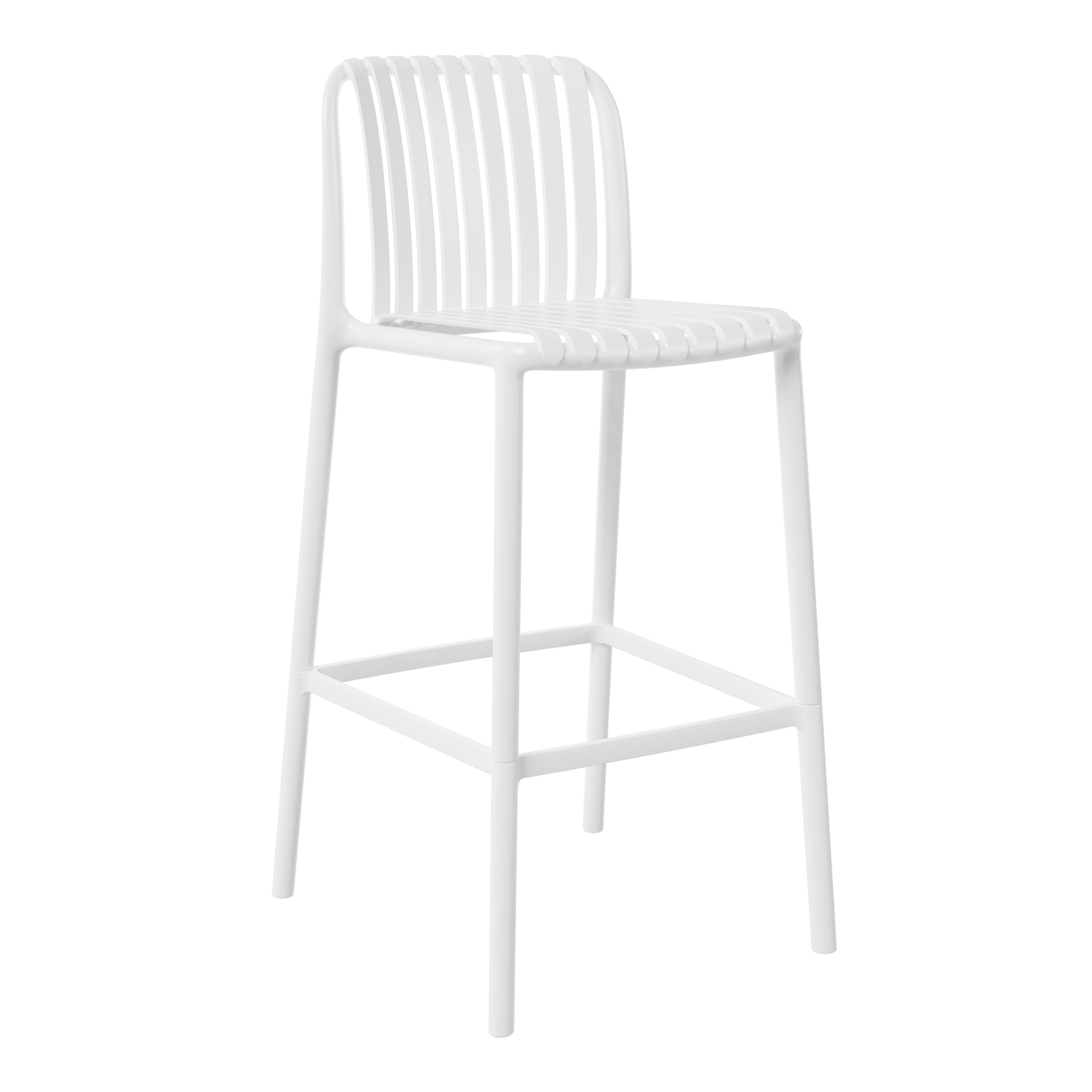 Sunshine 29.5" Outdoor Modern Polypropylene Plastic Patio Bar Height Stools (Set of 2)