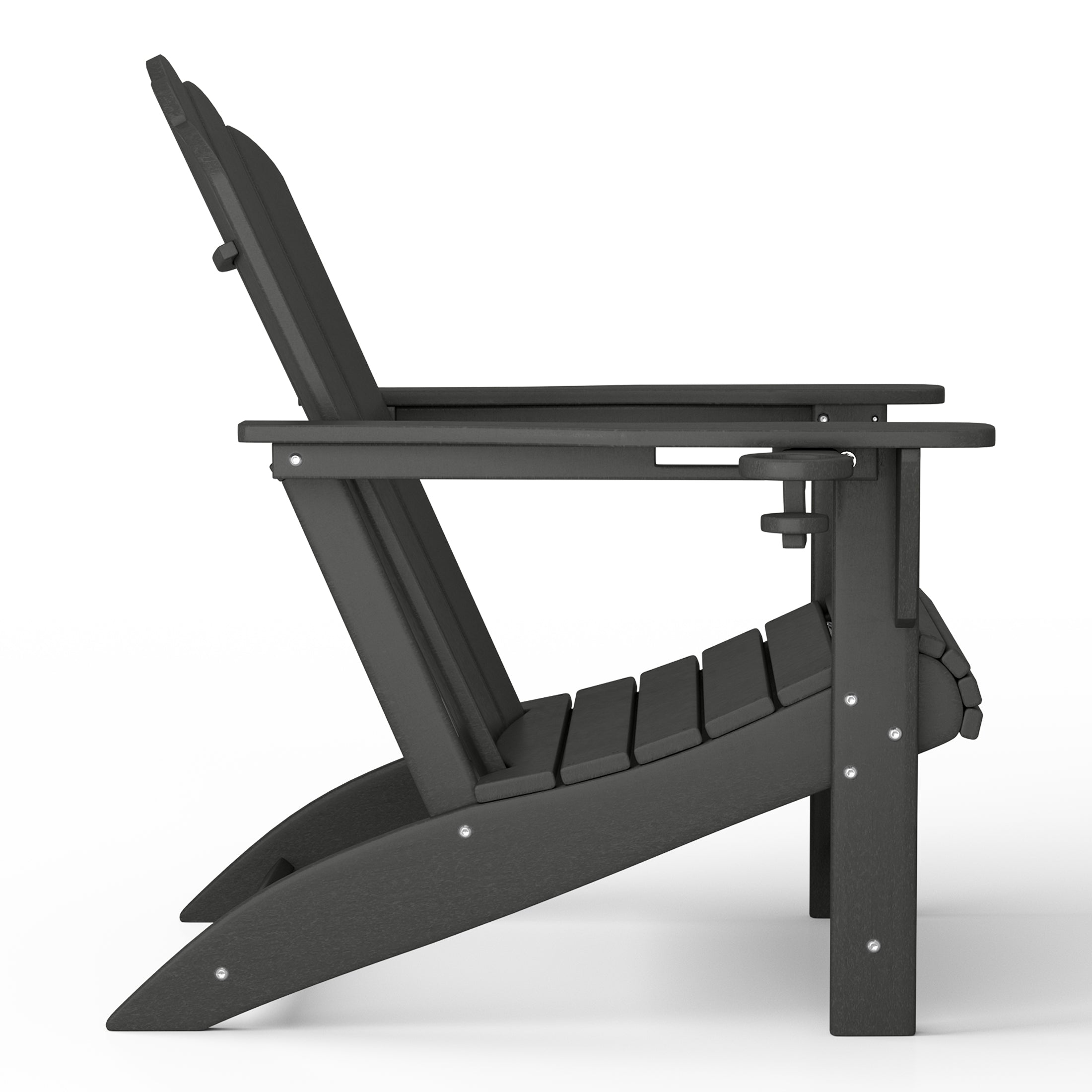 Lakeview 3-Piece Outdoor Patio HDPE Adirondack Chair With Cup Holder and Table Set