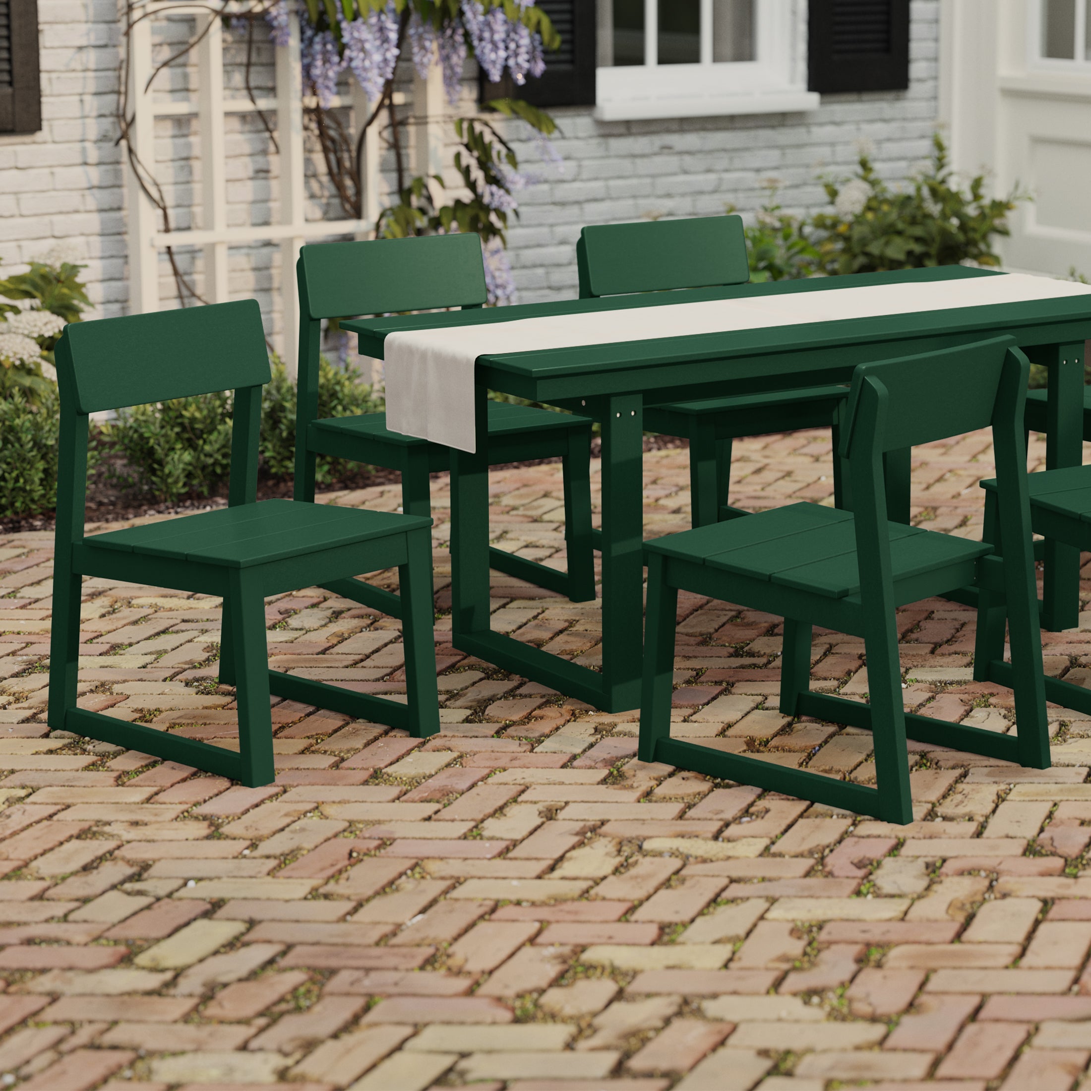 Cambria Modern HDPE Outdoor Armless Patio Dining Chairs (Set of 2)