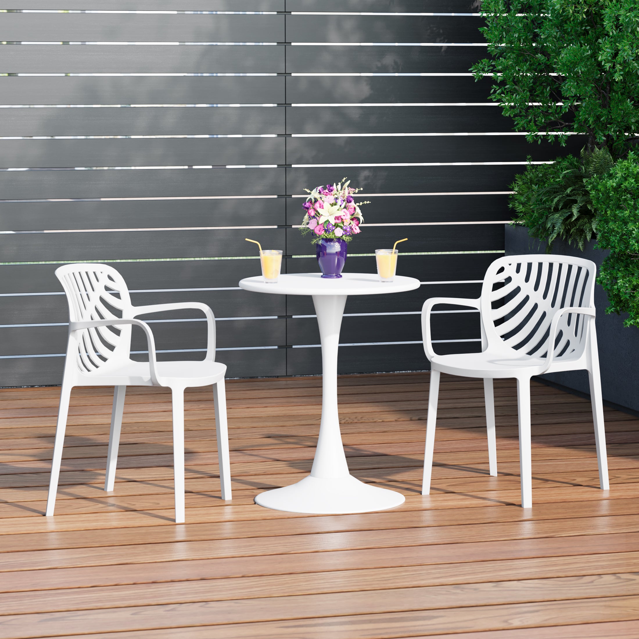 Sunshine 3-Piece Outdoor Indoor Metal Patio Dining Table Set With Stackable Patio Chairs