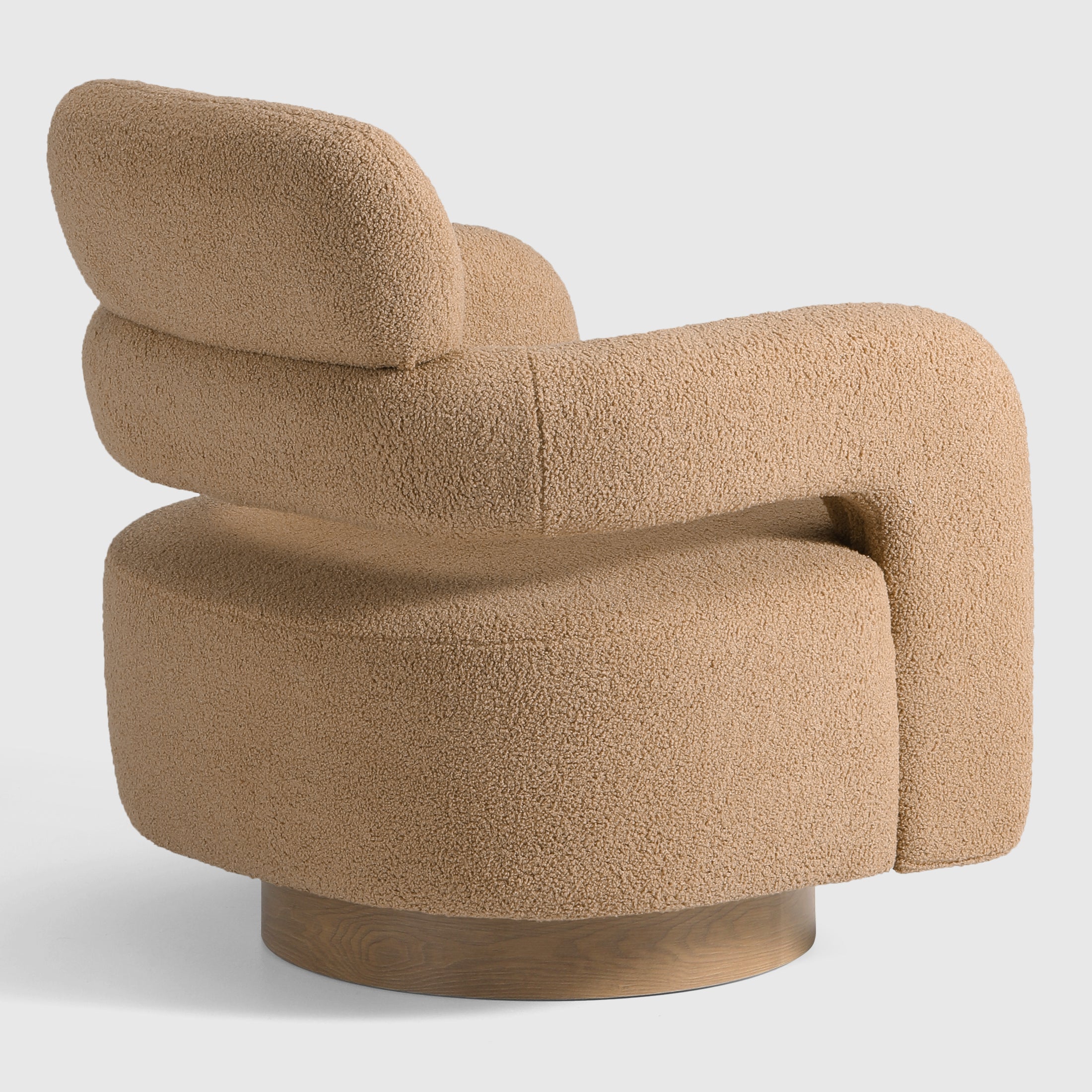 Celine Mid-Century Modern Sherpa Swivel Barrel Accent Chair With Storage Ottoman