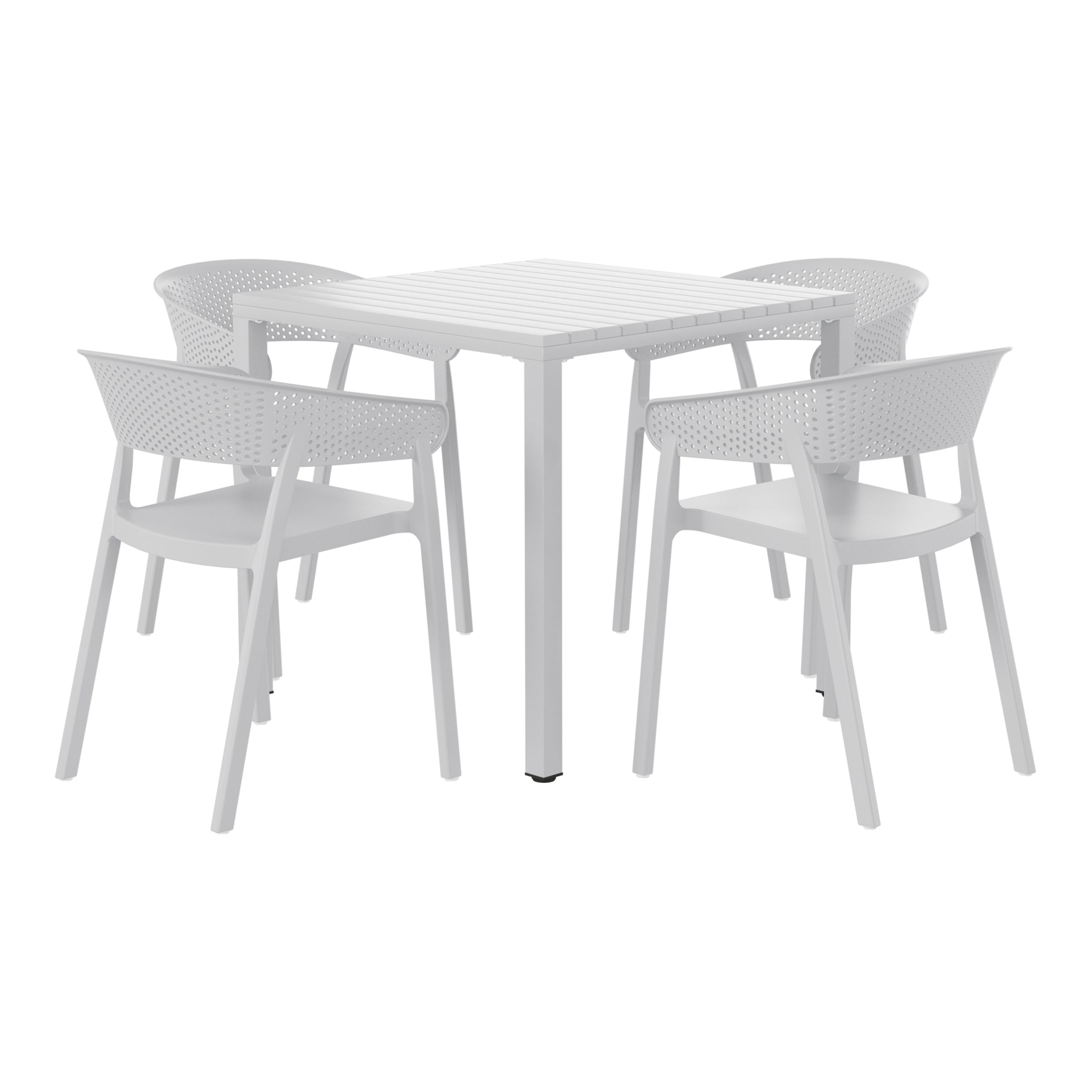 Sunshine 5-Piece Outdoor Metal Frame Square Dining Table Patio Set with Stackable Patio Dining Chairs
