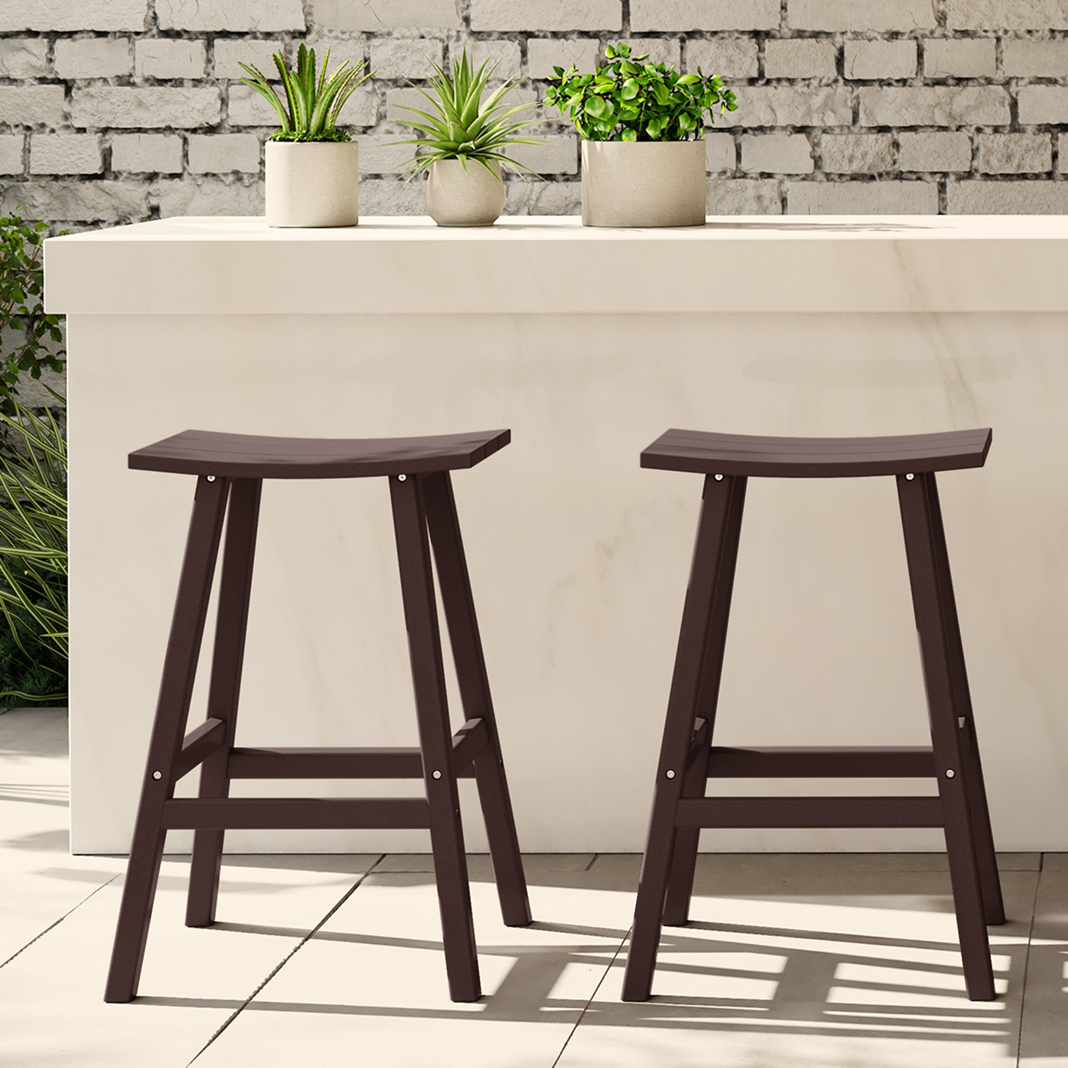 Paradise Westintrends 2 piece set of 29" height Outdoor / Patio Saddle bar stools