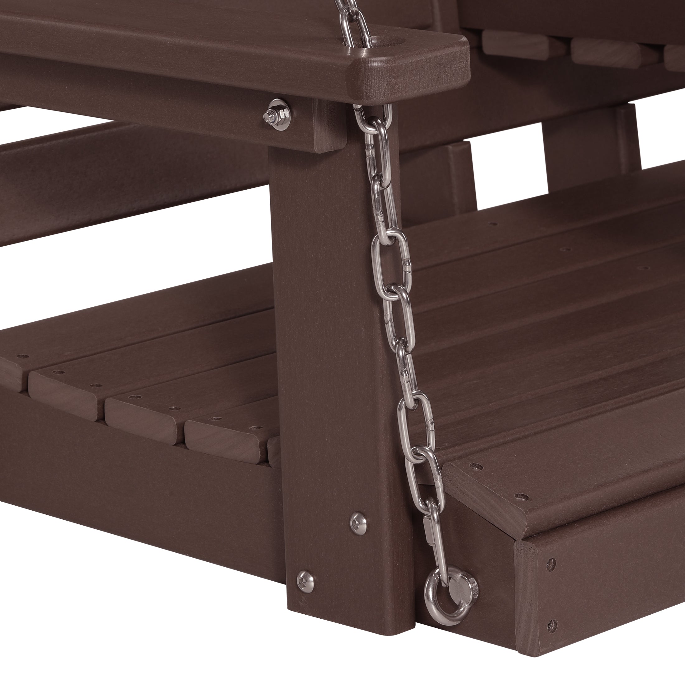 Charleston Outdoor HDPE 54" Front Hanging Porch Swing Bench With Cupholders