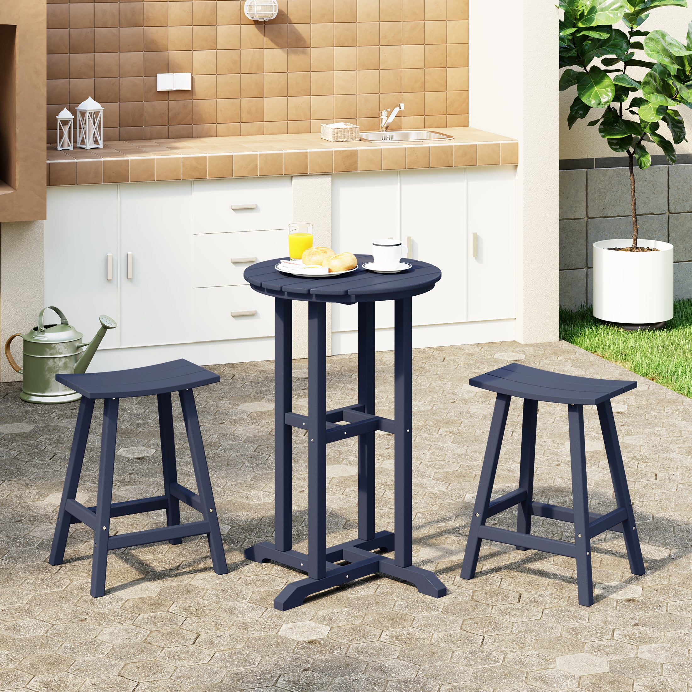 Paradise Outdoor Patio Counter Height Bar Stools Bistro Bar Table Set