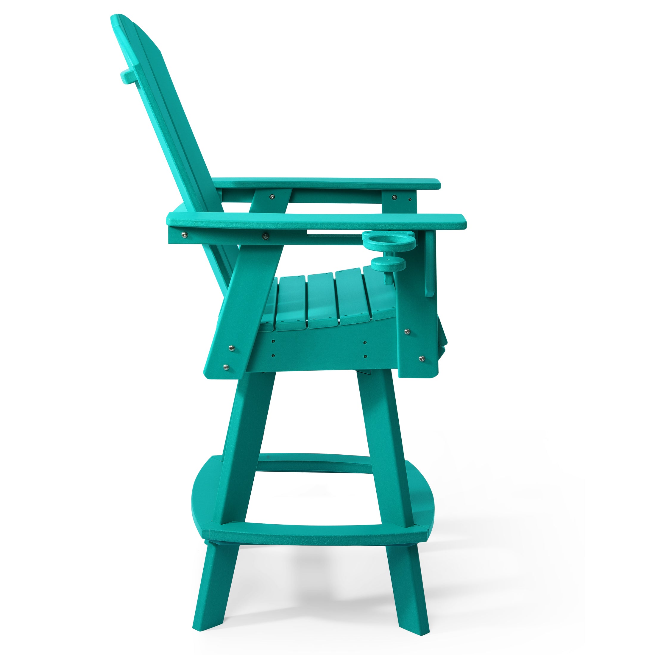 Paradise Outdoor HDPE Swivel Adirondack Bar Height Chair With Cup Holder