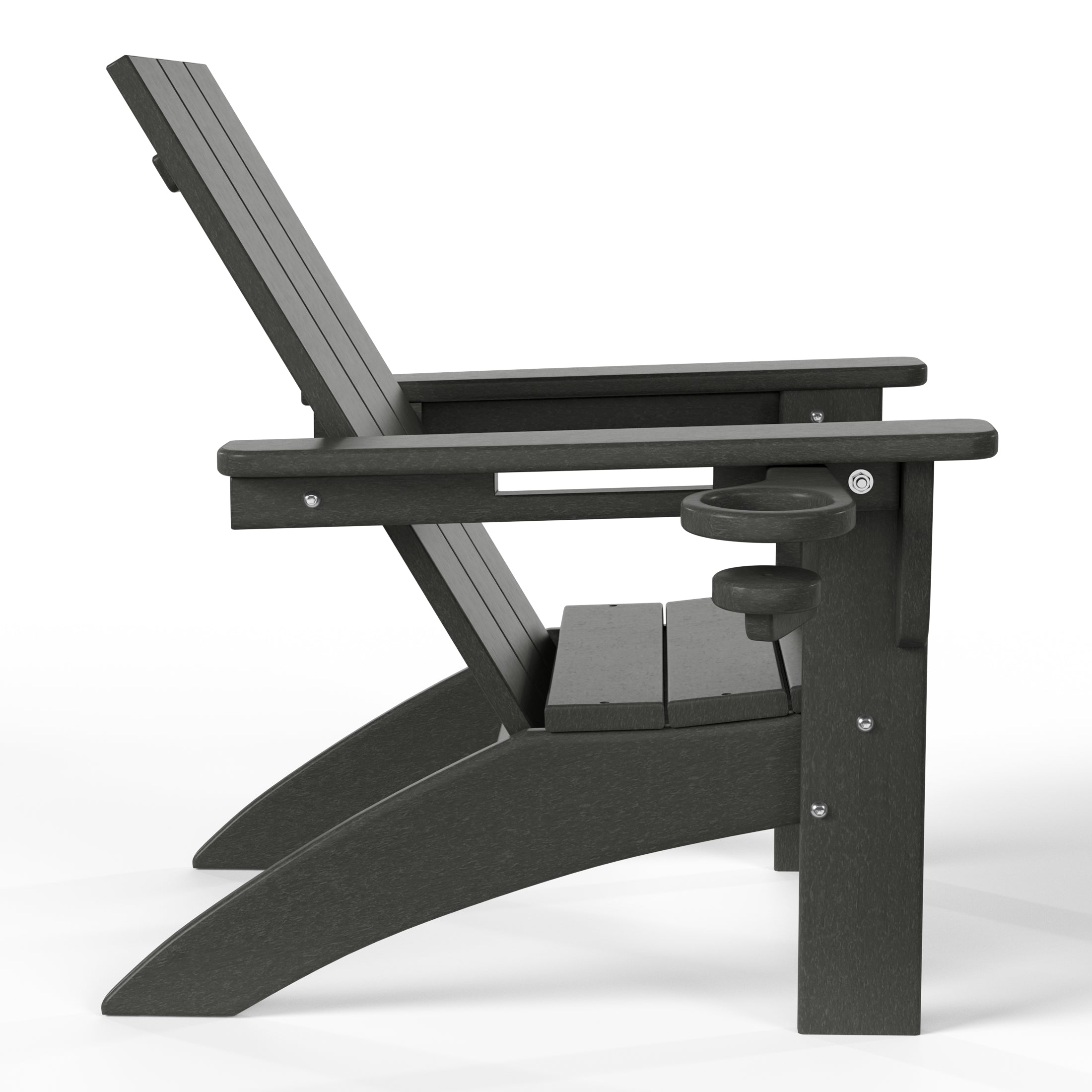 Palms 3-Piece Kids HDPE Modern Adirondack Chairs Set with Square Side Table and Cup Holders