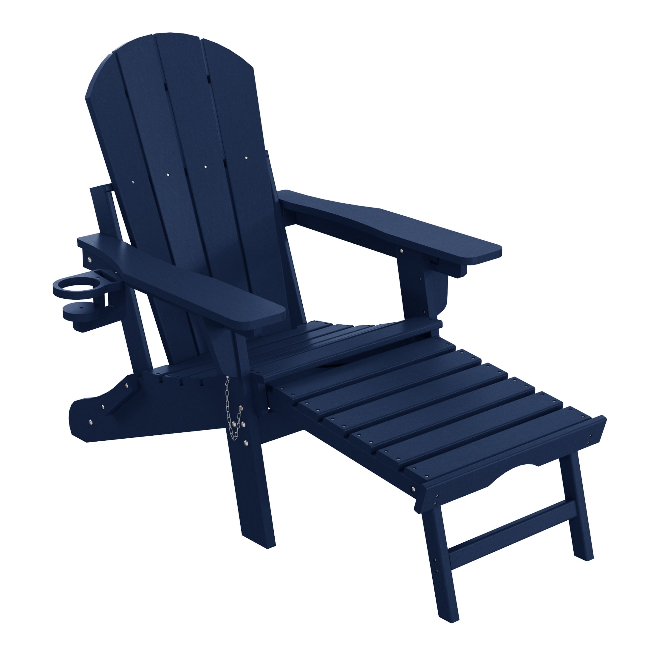 Paradise Folding Adjustable Adirondack Chair with Retractable Ottoman and Cup Holder (Set of 2)