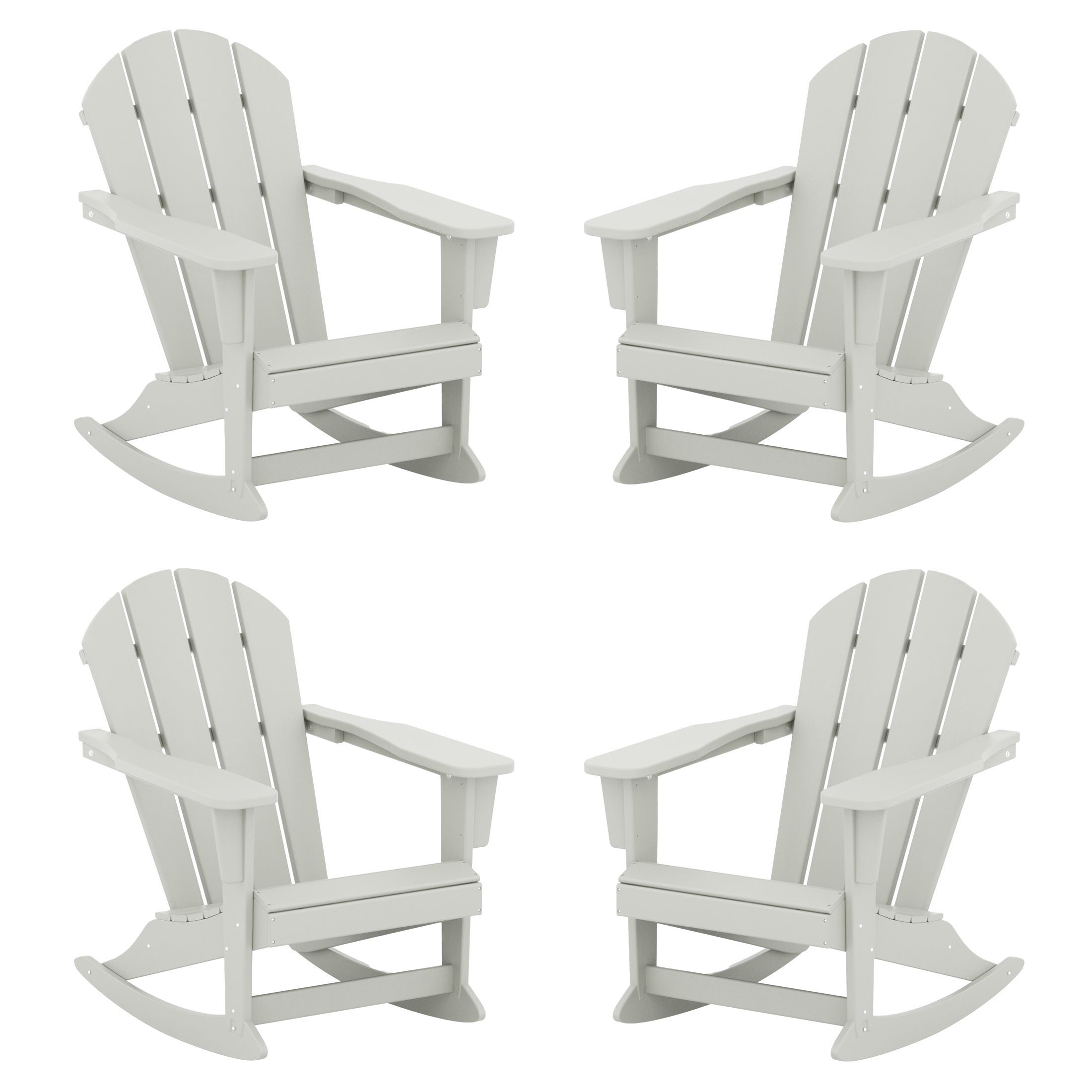 Paradise Malibu Outdoor Patio Porch Rocking Adirondack Chair (Set of 4)