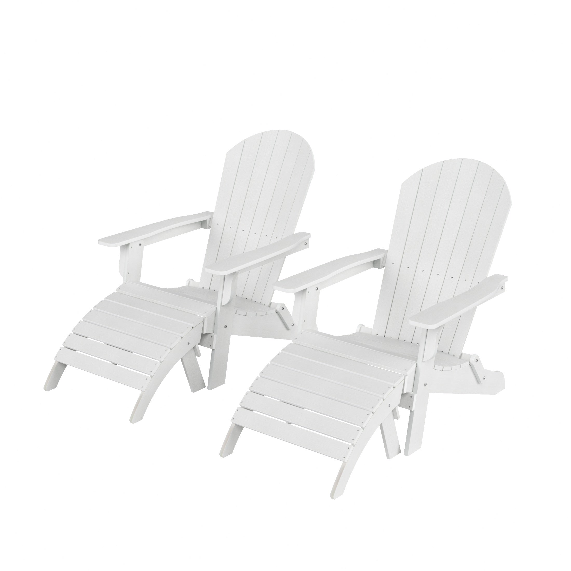 Florence 4-Piece HIPS Outdoor Folding Adirondack Seashell Chair With Folding Ottoman (Set of 2)