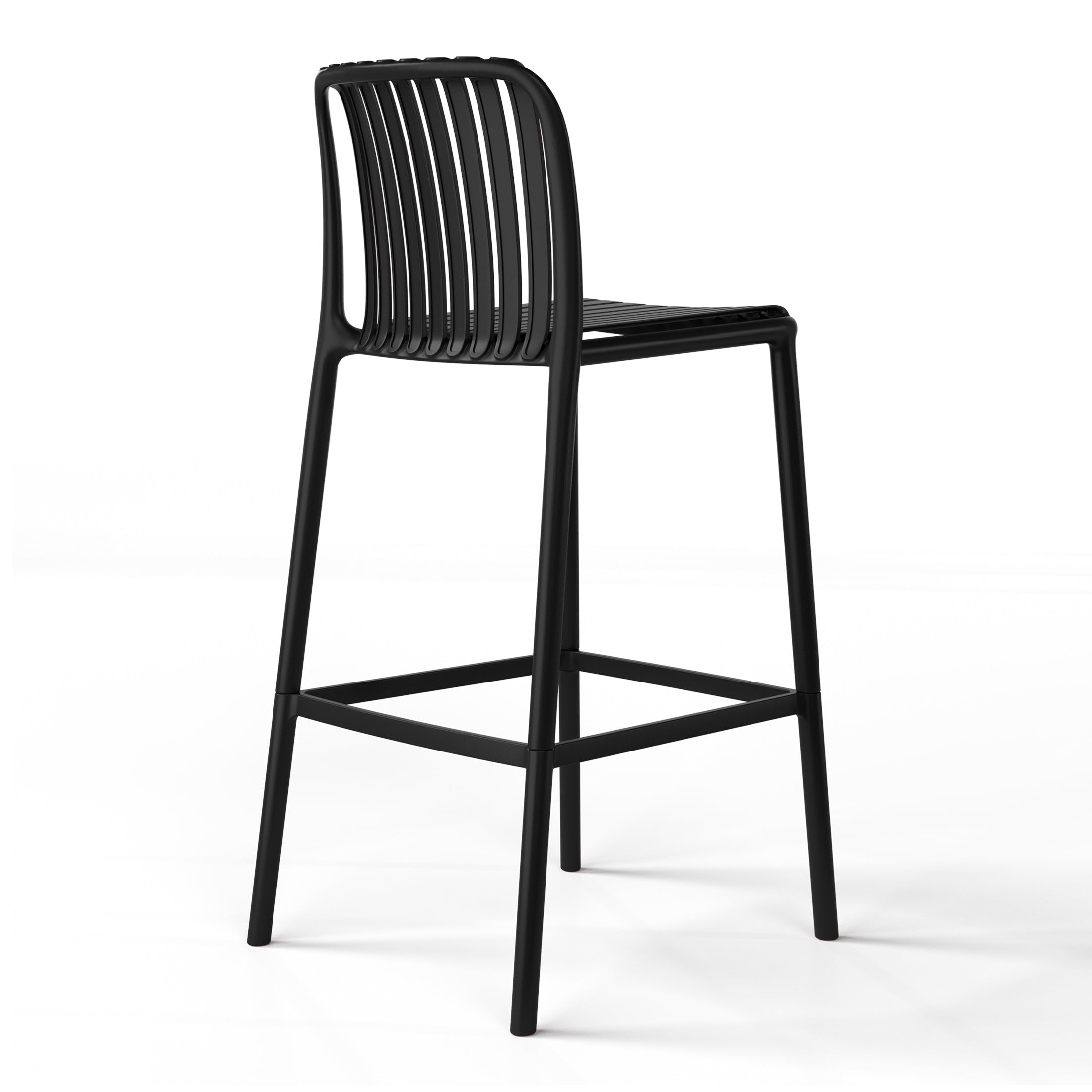 Sunshine 29.5" Outdoor Modern Polypropylene Plastic Patio Bar Height Stools (Set of 2)