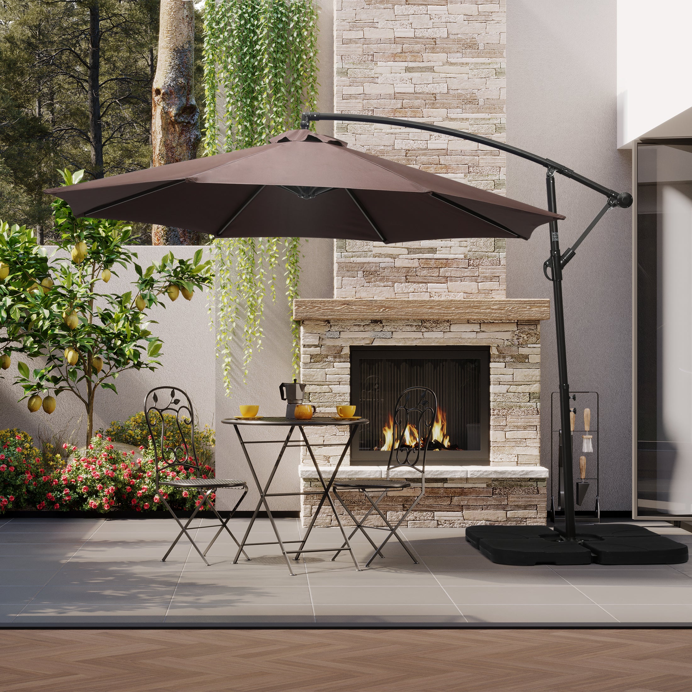 Elm 10 ft. Outdoor / Patio Cantilever Hanging Umbrella Elm 10 ft. Outdoor / Patio Cantilever Hanging Umbrella