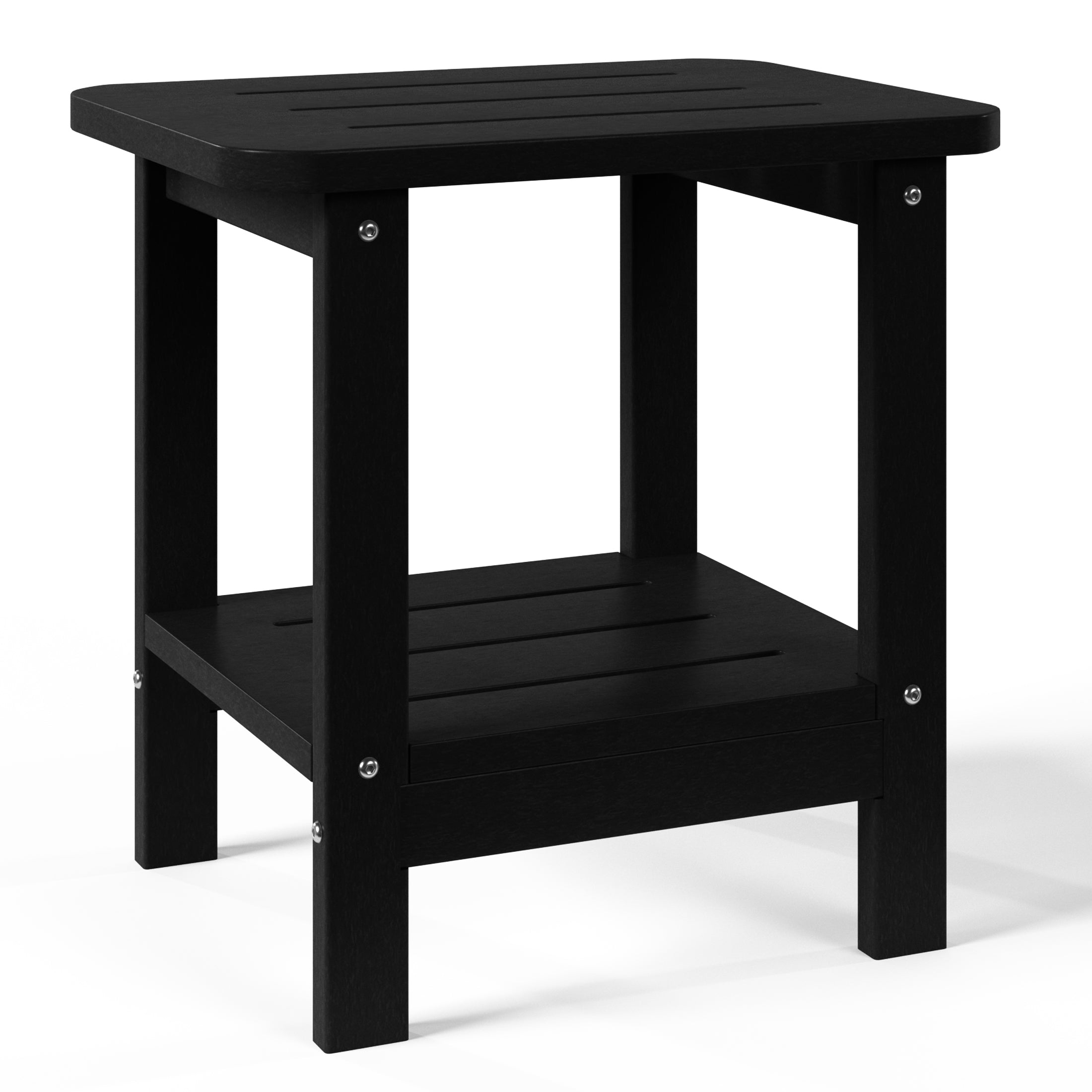 Lago 2-Tier Outdoor HDPE Modern Adirondack Square Patio Side Table